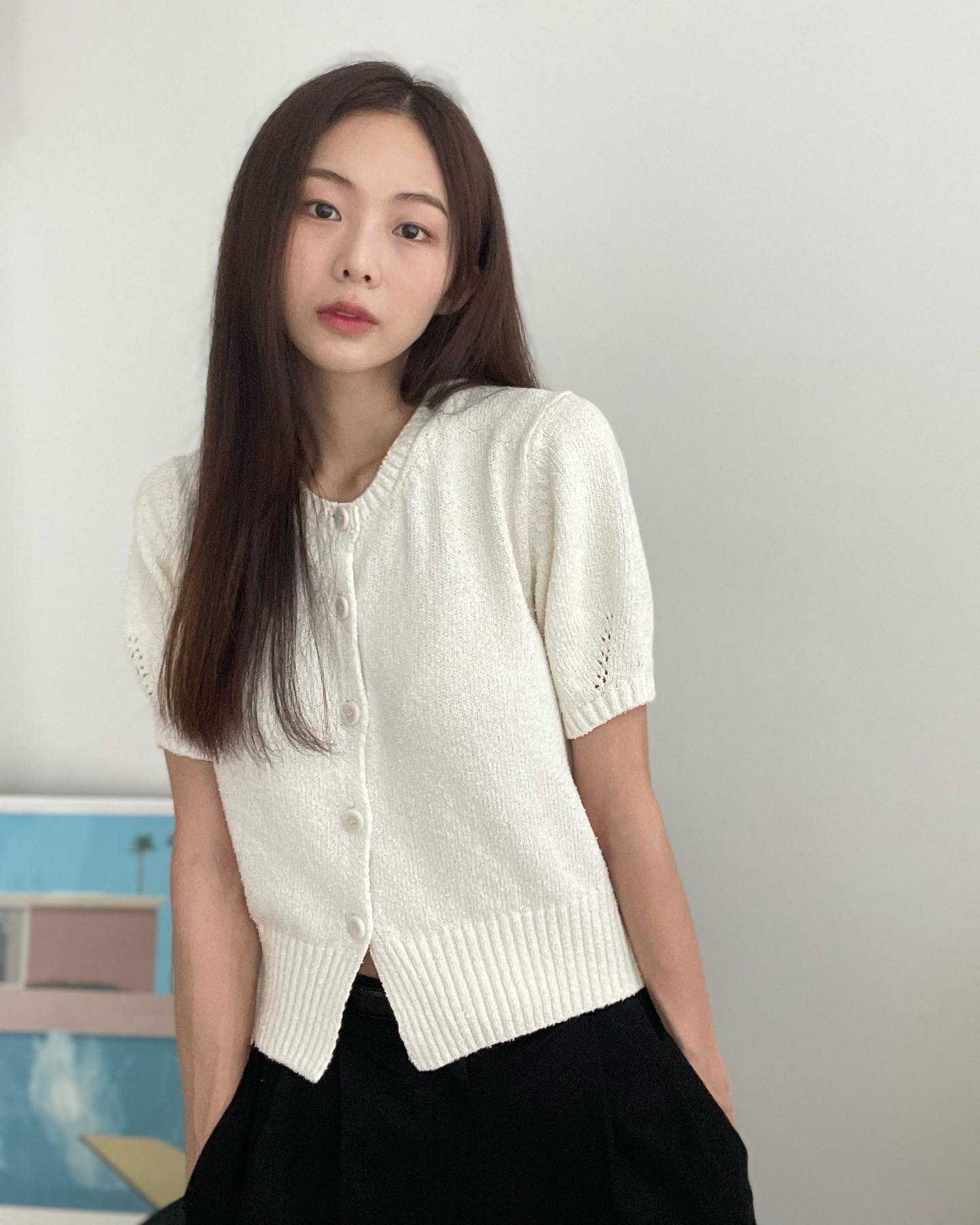 반팔 가디건으로 가볍게 코디🩵 이미지