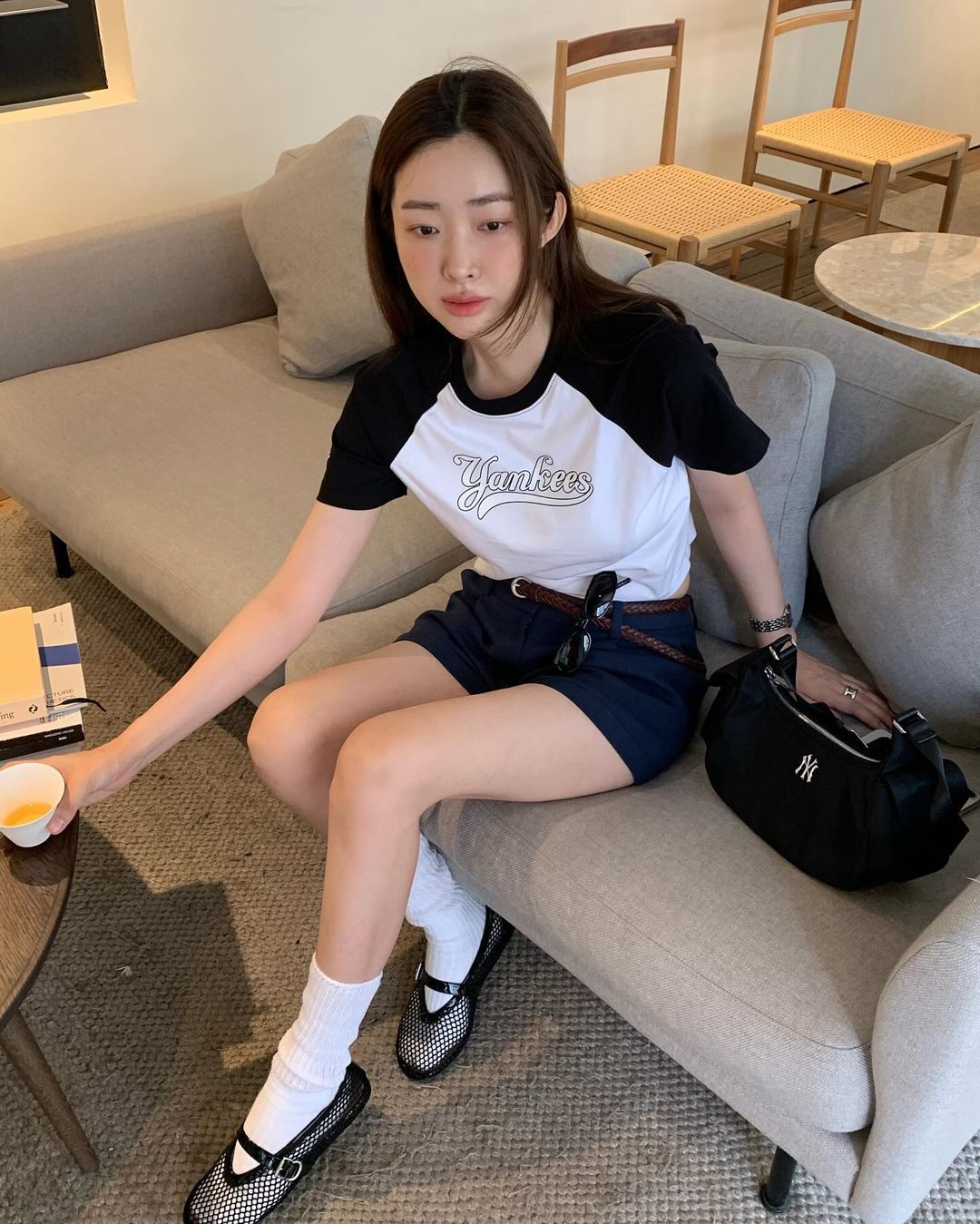 러블리한 래글런 반팔티🖤🤍 이미지