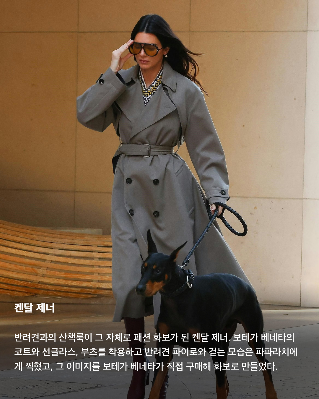 반려견과 함께하는 셀럽의 산책 런웨이🐶💞

해외 셀럽 파파라치 사진에는 유난히 강아지들이 자주 등장합니다. 강아지들을 산책시키다 찍히는 사진들이 많다 보니 그 와중에도 패션에 신경을 쓰지 않을 수가 없는데요. 때로는 집 앞에 나온 것처럼 가볍고 간편하게, 때로는 그 누구보다 패셔너블하고 럭셔리하게 입은 셀럽들의 반려견 산책룩을 슬라이드로 확인해 보세요!🦮

에밀리 라타이코프스키
크롭 기장의 링거티와 회색 트레이닝팬츠를 입은 에밀리 라타이코프스키. 간편한 원마일웨어에 어울리도록 액세서리는 가볍게 선글라스 정도만 쓰고 그녀의 트레이드마크와도 같은 줄 이어폰을 착용한 모습을 볼 수 있다.

마사 헌트
여름 일상룩의 정석을 보여준 마사 헌트. 끈나시 크롭탑과 데님 컷오프 숏팬츠, 발레 플랫 슈즈로 코디를 완성했다. 한 손에 든 해바라기 꽃다발은 여름 무드를 더하는 동시에 밋밋해 보이는 코디에 색감 포인트를 주는 역할을 한다.

헤일리 비버
휴양지에서도 강아지와 함께 한 헤일리 비버. 플라워 패턴 미니스커트와 체크 패턴 반팔니트, 세로 스트라이프 버킷햇으로 굉장히 컬러풀한 바캉스룩 코디를 선보였다.

이리나 샤크
반려견 산책룩과 카우보이코어를 접목한 이리나 샤크. 데님재킷 위에 유틸리티 셔츠를 매치하고, 태슬이 돋보이는 생로랑 웨스턴 부츠를 신었다. 카우걸 코디의 완성은 볼드한 실버 귀걸이.

아만다 사이프리드
반려견 산책룩으로 오히려 클래식한 무드를 뽐낸 아만다 사이프리드. 구슬 장식이 다수 포함된 녹색 버버리 블라우스와 치마 셋업을 착용했고, 그녀의 반려견 핀과 색상 톤이 맞는 하이힐로 코디를 완성하며 강아지와 함께하는 공식 석상에서의 패션을 선보였다.

켄달 제너
반려견과의 산책룩이 그 자체로 패션 화보가 된 켄달 제너. 보테가 베네타의 코트와 선글라스, 부츠를 착용하고 반려견 파이로와 걷는 모습은 파파라치에게 찍혔고, 그 이미지를 보테가 베네타가 직접 구매해 화보로 만들었다.

사진: 4. Hailey Rhode Baldwin Bieber @haileybieber 이미지7