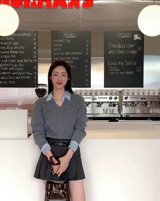 가을 러블리❤️니트+미니스커트 이미지