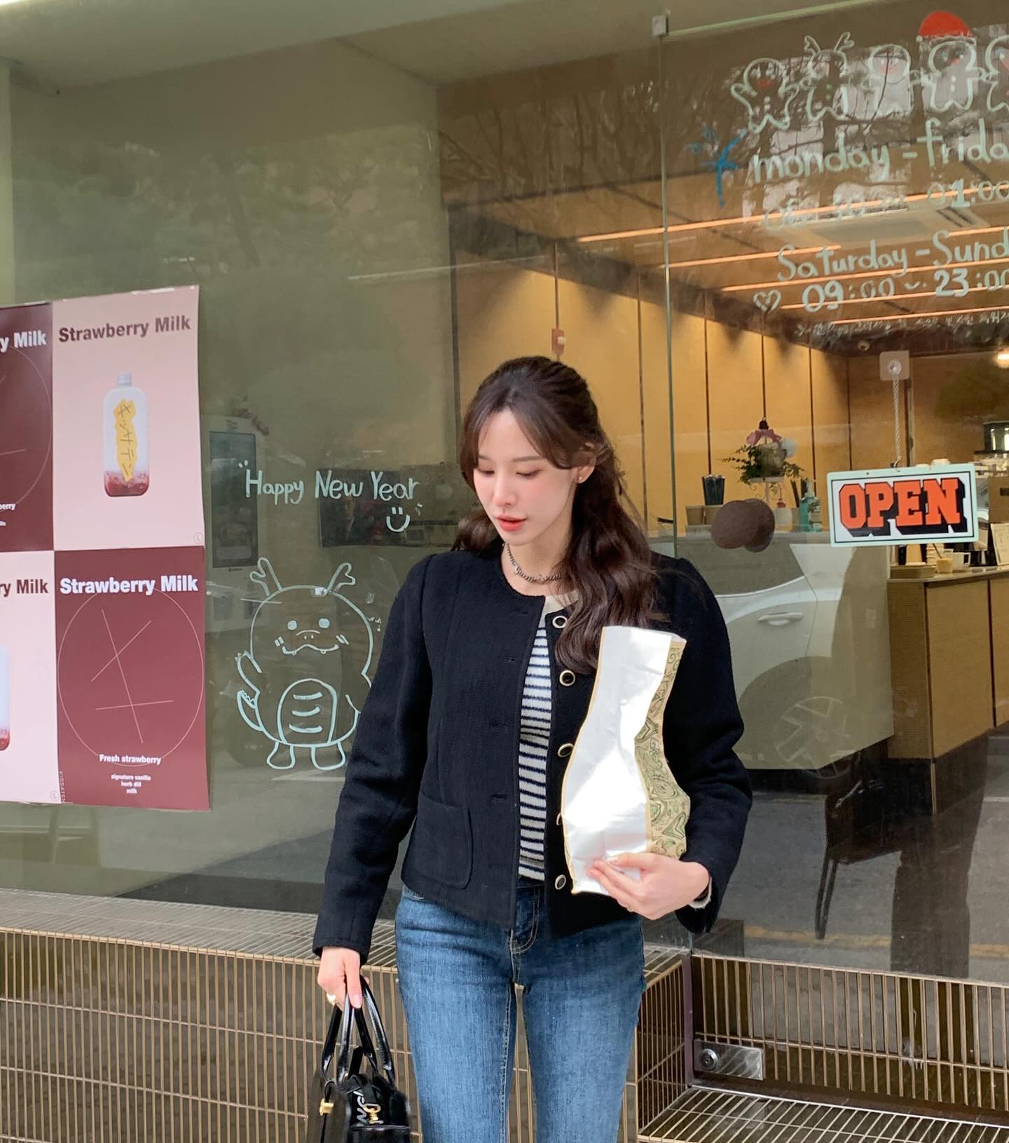 가을 깔끔룩🖤블랙트위드+데님 이미지6