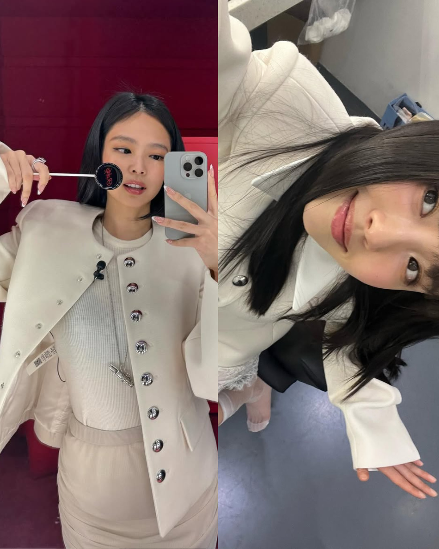 은근 닮은 듯한 그녀들의 쌍둥이룩👯

고르는 족족 완판 대란을 일으키는 제니! 최근 리스닝 파티에서 선보인 스타일링 역시 근사합니다.

크림 컬러의 구조적인 재킷이 럭셔리한 느낌을 자아냈는데요. 최근 고민시도 같은 재킷을 찰떡으로 소화했습니다.

봄맞이 간절기 재킷으로 제격인 이 제품은 카이트(Khaite)의 달만 재킷으로 가격은 4백42만 원입니다. 카이트는 미국 럭셔리 브랜드로, 블랙핑크 스타일리스트가 자주 애용하는 브랜드로 꼽기도 했지요. 제니도 카이트의 제품을 자주 착용하는 모습을 보여왔어요.

고혹적인 느낌과 피부 톤이 은근 닮은 듯한 그녀들! 쌍둥이 룩을 보다 보니 해사한 컬러의 간절기 재킷을 장만하고 싶어지네요🌼 이미지