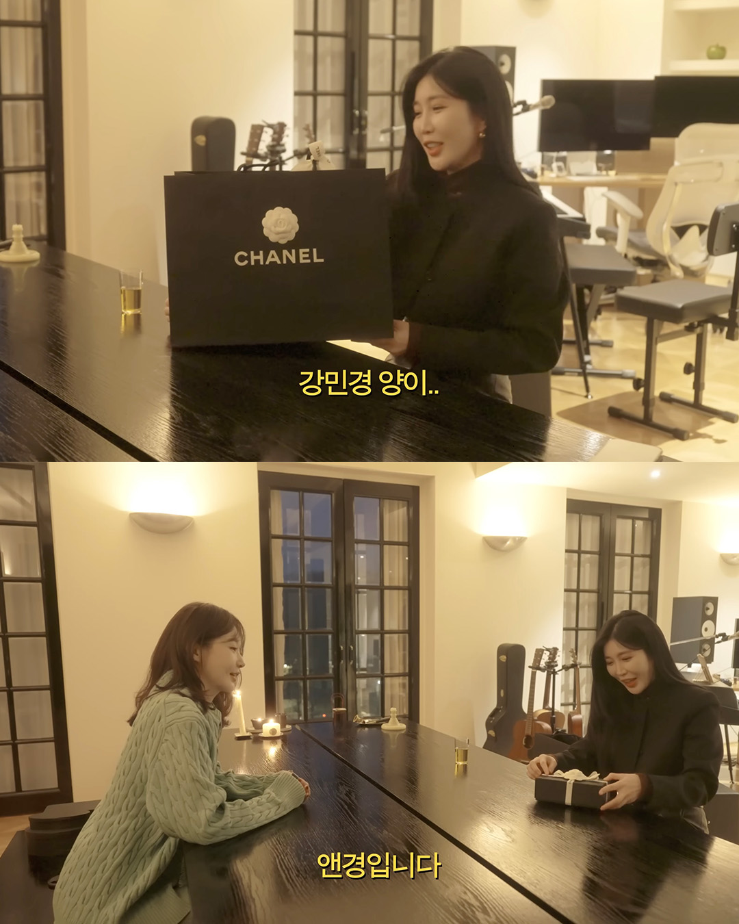 이해리에게 샤넬 선물한💝

며칠 전, 강민경이 이해리의 생일을 맞아 선물을 사주는 에피소드가 업로드되었죠. 부티크에 같이 방문해서 직접 고른 샤넬. 어떤 아이템인지 같이 볼까요?

이해리가 선택한 첫 번째 아이템은 샤넬 캣아이 선글라스였습니다. 가격은 104만 원대. 살짝 올라간 프레임이 특징으로, 클래식하면서도 세련된 무드를 연출해 줍니다. 측면에는 샤넬 로고와 크리스털 장식이 더해져 포인트가 되어주는데요. 강민경도 "이거 너무 예쁘다"며 감탄을 아끼지 않았습니다. 트렌디하면서도 어떤 룩에나 잘 어울리는 디자인이라, 일상 속에서 활용하기 좋은 아이템이었죠.

두 번째 선물은 머플러였습니다. 2025 SS 프리 컬렉션 제품이었습니다. 캐시미어 소재로 부드러움이 남다른 아이템이죠. 머플러 끝에는 샤넬 로고 자수가 은은하게 새겨져 있어 심플하면서도 우아한 분위기를 자아냈습니다. 이해리는 선물을 받고 바로 착용해 보며 "너무 부드러워"라며 감탄했는데요. 머플러를 후드처럼 둘러보기도 하고, 다양한 스타일로 연출해 보며 만족감을 드러냈습니다.

이해리는 강민경의 생일 선물을 정말 마음에 들어하며 "여름에도 머플러 쓰고 다닐 거다"라며 애정을 듬뿍 드러내기도 했습니다. 센스 있는 생일 선물을 하고 싶다면, 강민경과 이해리의 이 아이템들은 어떨까요?✨ 이미지2