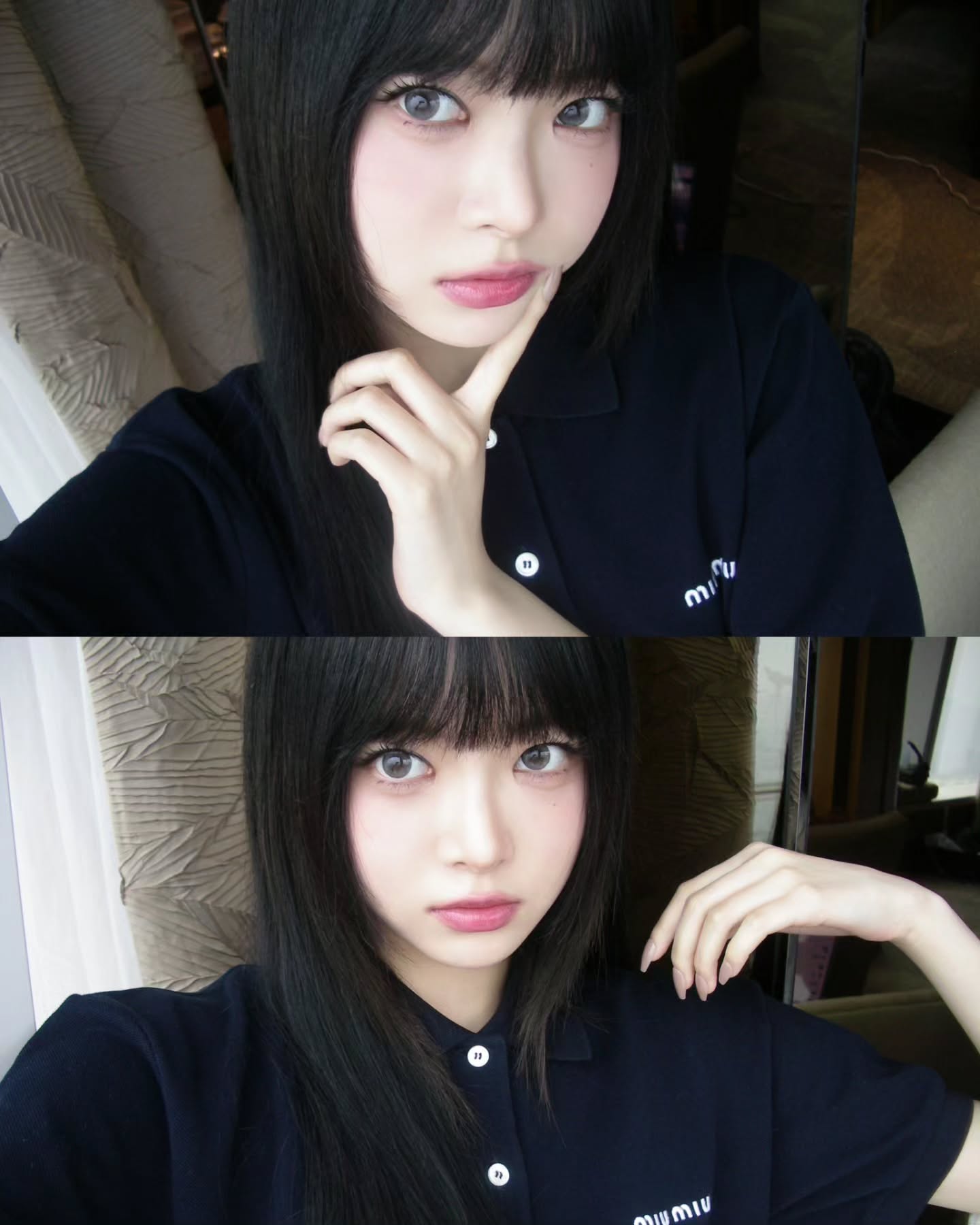 앞머리 고민? 이제 끝이야😎

장원영의 최근 인스타그램 포스트에는 눈에 띄는 공통점이 있죠. 바로 앞머리! 풀 뱅 스타일로 꽉 채운 앞머리가 시선을 사로잡는데요. 장원영뿐만이 아닙니다. 아일릿 모카, 르세라핌 은채, 에스파 윈터, 카리나 등 핫한 스타들도 모두 풀 뱅 헤어스타일을 선보이고 있죠.

풀 뱅은 얼굴형을 보완하는 데 탁월한 스타일입니다. 특히 이마가 넓거나 얼굴이 긴 편이라면 더욱 잘 어울리는데요. 앞머리가 이마를 가려주면서 얼굴 비율을 조정해 주기 때문이죠. 둥근 얼굴형이라도 풀 뱅을 적당한 길이로 조절하면 귀여우면서도 세련된 느낌을 살릴 수 있습니다.

스타들의 풀 뱅 스타일링을 보면, 단순히 앞머리를 내리는 것에서 끝나지 않는다는 걸 알 수 있습니다. 장원영처럼 윤기 나는 생머리와 함께 연출하면 클래식한 분위기, 모카처럼 내추럴한 웨이브를 더하면 러블리한 무드도 연출할 수 있습니다. 은채처럼 레이어드 컷과 함께하면 더욱 자연스러운 느낌을 낼 수 있죠.

풀 뱅의 가장 큰 장점은 얼굴선을 따라 흐르는 앞머리와 함께 다양한 스타일링이 가능하다는 점인데요. 앞머리를 완전히 내리면 차분한 이미지, 살짝 옆으로 넘기면 내추럴한 분위기까지 연출할 수 있어 활용도가 높습니다.

다가오는 따뜻한 계절, 헤어스타일 변신을 고민하고 있다면 풀 뱅은 어떨까요? 이 사진을 들고 미용실로 출발해 봅시다! ✂️✨ 이미지10