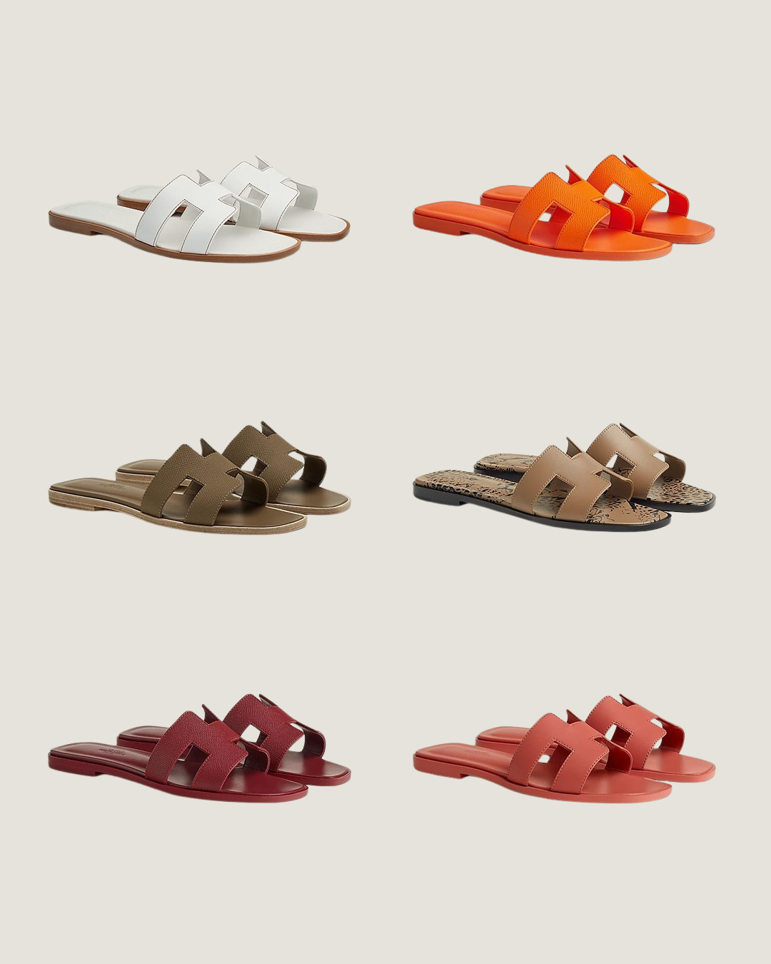 여름은 오란의 계절🍊🧡
셀럽 패션에 자주 등장하는 슬리퍼 @에르메스오란 소장각🎁

여름이면 다시 돌아오는 에르메스 오란, 당신이 선택한 컬러는?

오란 슬리퍼는 1997년 처음 선보인 이래, 에르메스를 대표하는 아이템으로 자리 잡았습니다. ‘H’ 이니셜을 활용한 컷아웃 디테일은 클래식하면서도 직관적인 디자인으로, 휴양지에서부터 도심까지 자연스럽게 어우러집니다.

화이트는 밝고 깨끗한 느낌으로 여름에 시원한 느낌을 주고, 브라운은 자연스럽고 고급스러운 분위기를 내며, 블랙은 어떤 룩에도 잘 녹아드는 실용적인 선택지입니다. 총 25가지 이상의 다양한 컬러가 출시되어 선택의 폭이 넓은 것도 큰 장점입니다.

오란 샌들은 발볼이 넓거나 얇아도 비교적 편하게 신을 수 있고, 발등을 슬쩍 덮는 디자인은 해변에서도, 도심의 카페에서도 잘 어울립니다. 시즌에 따라 빠르게 품절되는 인기 컬러는 프리미엄 거래가 붙기도 하니, 원하는 색상이 있다면 서둘러야 합니다.  이미지