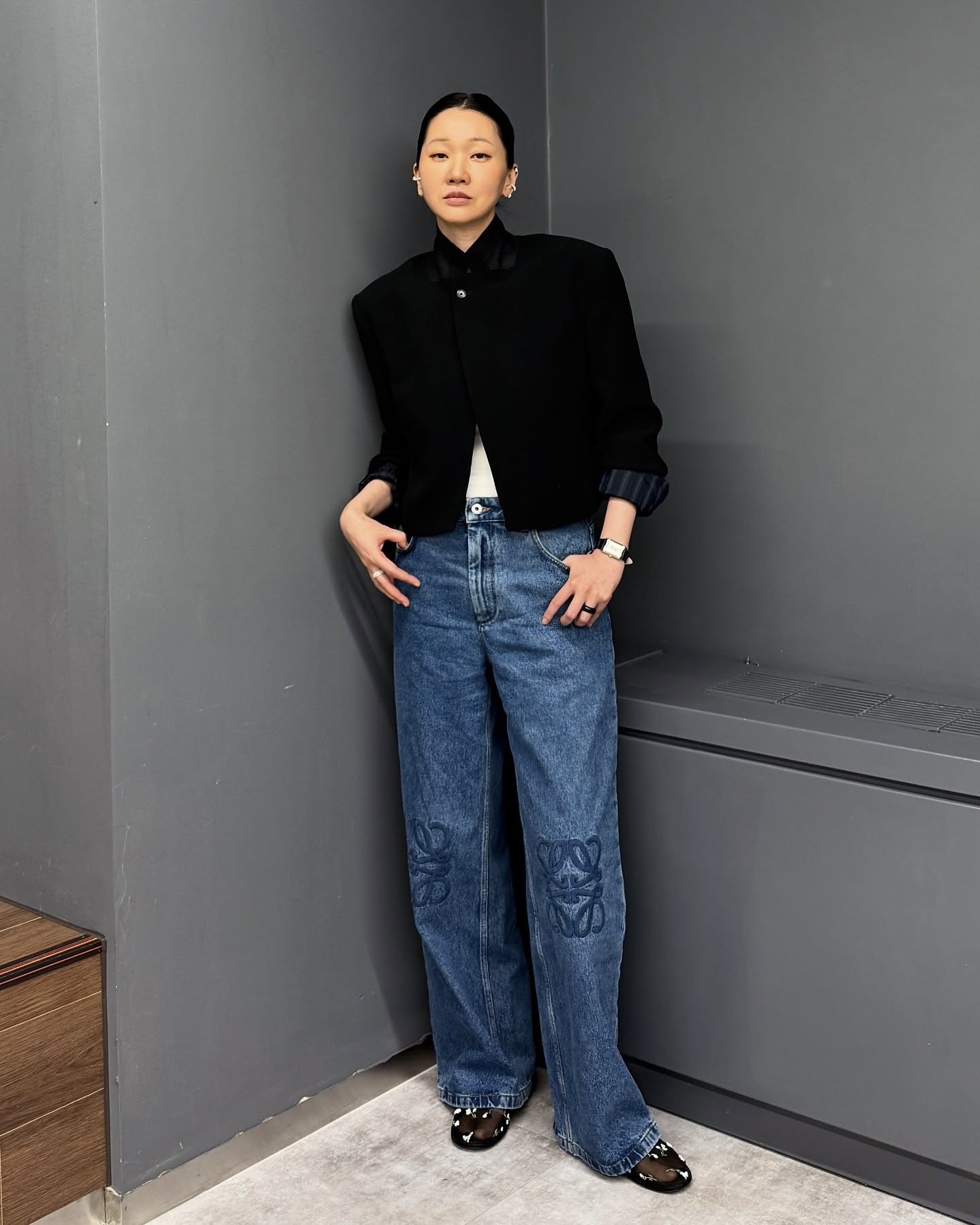지금 계절의 머스트해브 아이템👖 가을에 잘 어울리는 데님 3가지, 놓치면 후회할걸?🤎🍂  가을하면 빠질 수 없는 데님 팬츠, 지금 소개해드릴게요.  1. 로에베 아나그램 배기 진스, 100만 원대 중청 코튼 데님으로 제작된 루즈 핏 팬츠로, 무릎에 로에베의 시그니처 자수가 더해진 디자인입니다. 미드 웨이스트와 버튼 플라이 디테일이 특징으로, 장윤주는 블랙 크롭 아우터와 매치해 세련된 아웃핏을 완성했습니다.  2. 리바이스 립케이지 와이드 진, 10만 원대 연청 코튼 데님으로 제작된 슈퍼 하이라이즈 실루엣의 팬츠로, 다리가 길어 보이고 힙과 허리 라인을 돋보이게 해줍니다. 제시카는 플라워 자수 가디건과 화이트 플랫 슈즈를 매치해 여성스럽고 캐주얼한 데일리룩을 완성했습니다.  3. 가니 미드 블루 빈티지, 40만 원대 미드 블루 빈티지 컬러의 데님 팬츠로, 플리츠 핀턱 디테일이 포인트인 아이템입니다. 루즈한 핏과 생지 톤의 컬러가 세련된 무드를 더해주는데요. 공승연은 데님 재킷과 함께 매치해 데님 셋업 스타일을 완성했습니다. 이미지