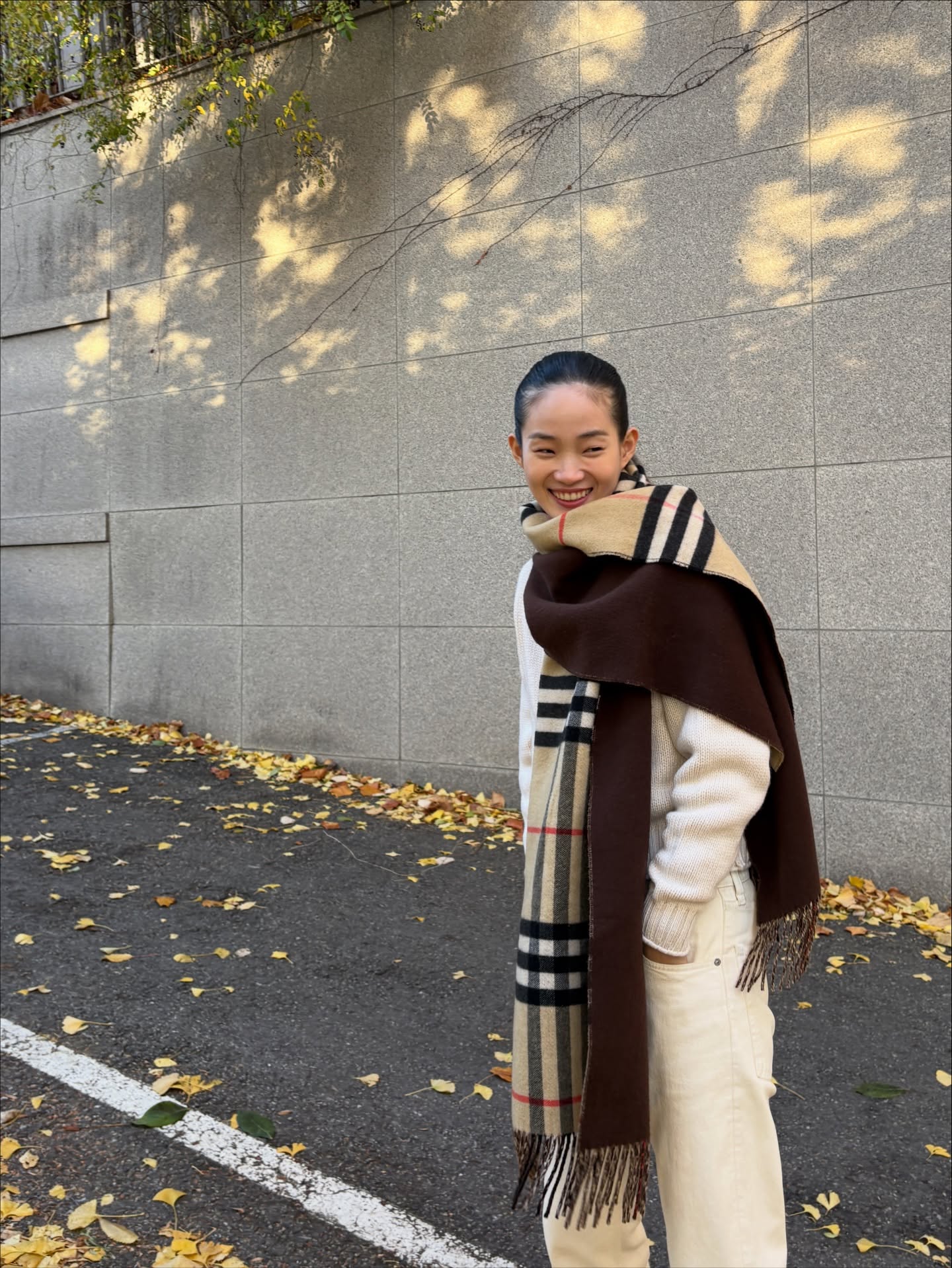 올겨울 목도리는 이 두 개면 끝♥️ 한번 둘러보면 분위기까지 바뀌는 겨울 포인트 아이템☃️🎄  겨울 필수템 머플러, 지금 바로 소개해드릴게요. 1. 버버리 체크 캐시미어 스카프, 80만 원대  버버리의 아이코닉 체크 패턴이 돋보이는 캐시미어 스카프입니다. 니트나 코트와 함께 매치해 겨울 데일리룩을 완성했습니다.  2.  로에베 체크보드 스카프, 70만 원대 로에베의 시그니처 아나그램 패턴이 더해진 머플러입니다. 강혜원은 코트와 톤온톤으로 매치해 포근하고 분위기 있는 겨울룩을 완성했습니다. 이미지