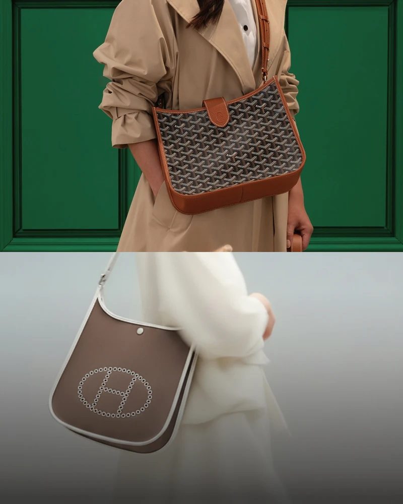 크로스백 1인자를 가려라!🌟
둘 다 예쁜데,,,고르는데 하루종일 걸려💭👜
고야드가 신제품, ‘뮤제트(Musette) PM’백을 선보였습니다. 고야드의 헤리티지와 넉넉한 수납감으로 실용성까지 챙긴 이번 컬렉션을 보고 있자니 왠지(?) 에르메스의 에블린 백이 떠오릅니다. 그래서 저희가 깔끔하게 비교해보겠습니다
1. 고야드 뮤제트 백, 300만 원대.
11가지 컬러 라인업으로 고야딘 패턴이 특징이며, 코팅 캔버스와 가죽트림으로 가볍고 생활방수까지 가능하여 관리가 비교적 쉬움.
2. 에르메스 에블린 백, 600만 원대.
“H”펀칭이 특징인 가방으로 클레망스와 에프솜 가죽으로, 럭셔리 텍스처가 확실하나 스크래치 관리가 필요. 이미지1