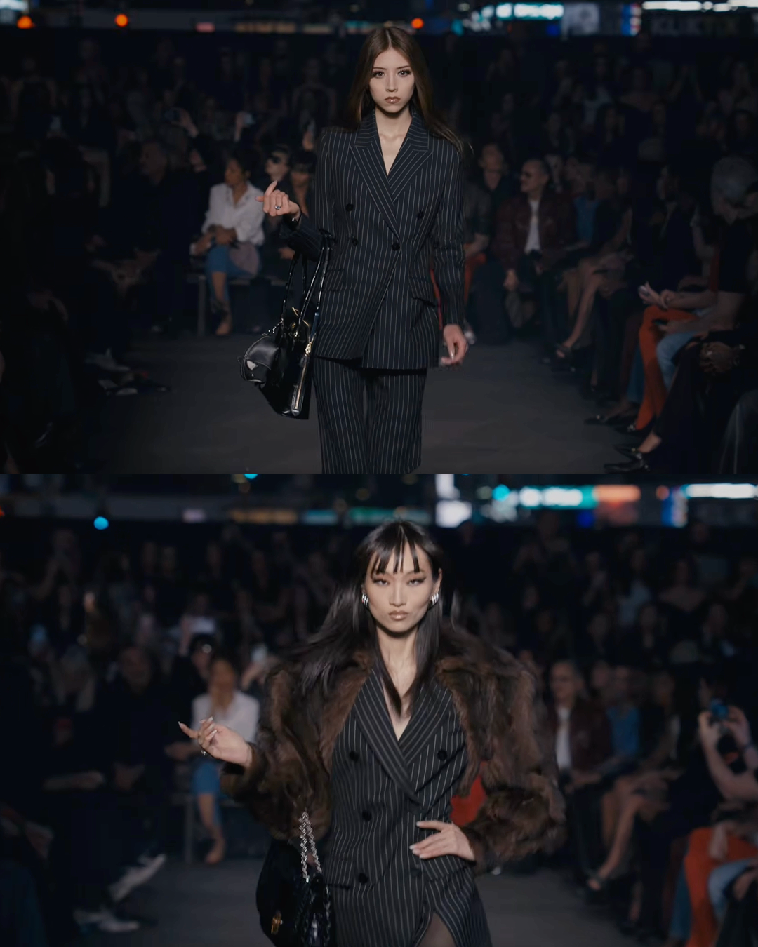 뎀나, 뉴욕을 ‘구찌 코어’로 물들이다🌹🗽
뎀나 즈바살리아가 첫 번째 <구찌 2027 크루즈 컬렉션>을 성공리에 마쳤습니다. 뉴욕 타임스퀘어에서 진행된 이번 쇼에는 신디 크로포드, 패리스 힐튼이 런웨이에 섰는데요. 톰 포드 시절의 헤리티지에 뎀나만의 무드를 더해 뉴욕의 밤을 섹시하게 물들였습니다.
쇼의 오프닝은 광택 있는 수트와 비즈니스 룩의 정석을 보여주는 더블브레스티드 수트로 시작했으며, 패리스 힐튼 룩에서는 생일 케이크 상자를 연상시키는 듯한 가방이 눈에 띄었습니다.
피날레는 짙은 스모키 아이 메이크업을 한 모델들이 화려한 드레스로 마무리하며 성공적으로 구찌 코어를 그려냈습니다. 이미지3