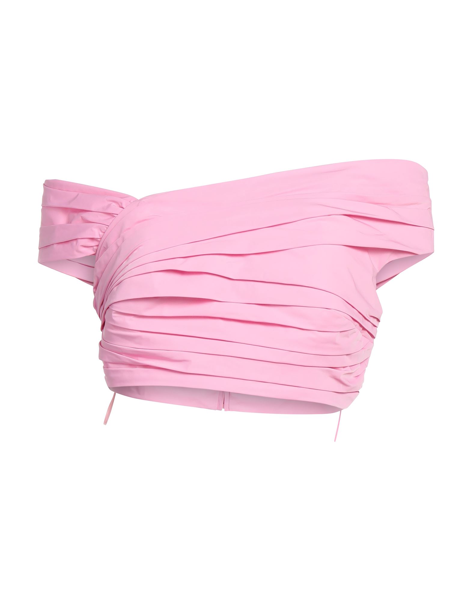 크롭 탑, 테크니컬 패브릭, 솔리드 컬러, 드레이프, 와이드 네크라인, 슬리브리스, 안감있음, 지퍼 여밈. 이미지