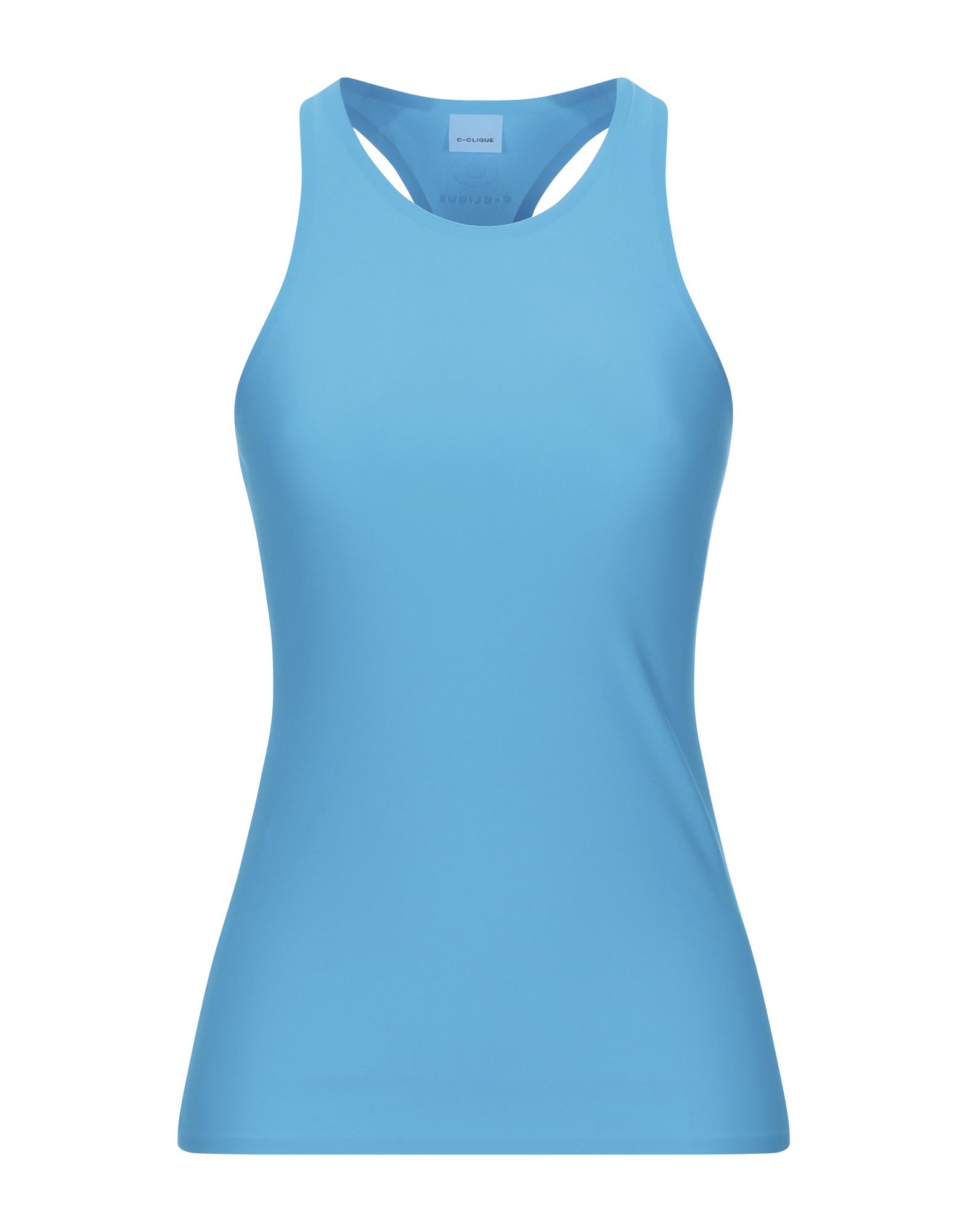 저지, 스트레치 패브릭, 솔리드 컬러, 장식 부착 없음, 크루넥, 슬리브리스. 이미지