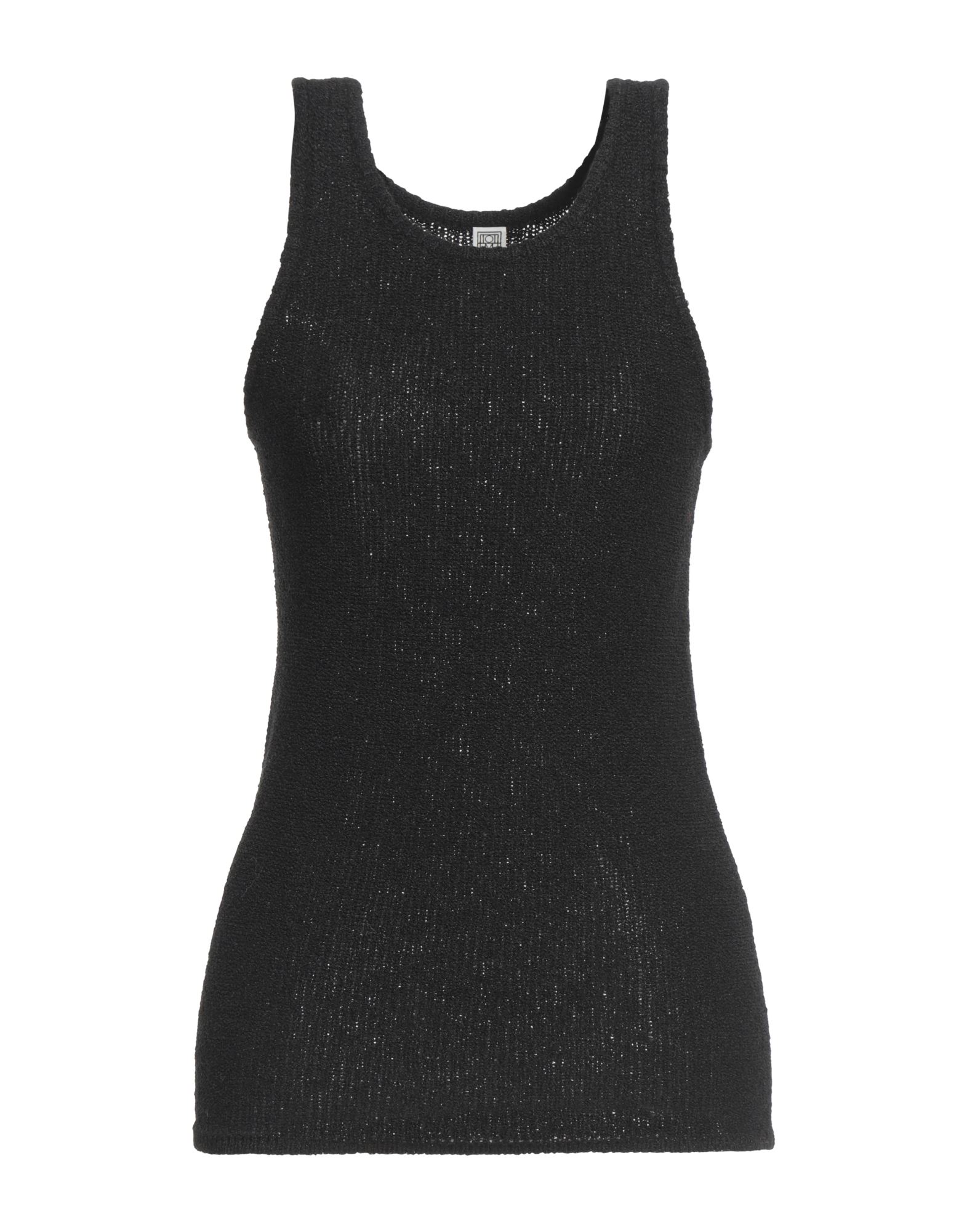 탑, 니트 소재, 라이트웨이트 니트, 솔리드 컬러, 장식 부착 없음, 크루넥, 슬리브리스, 손세탁 또는 드라이클리닝, 표백 금지, 건조기 사용불가. 이미지