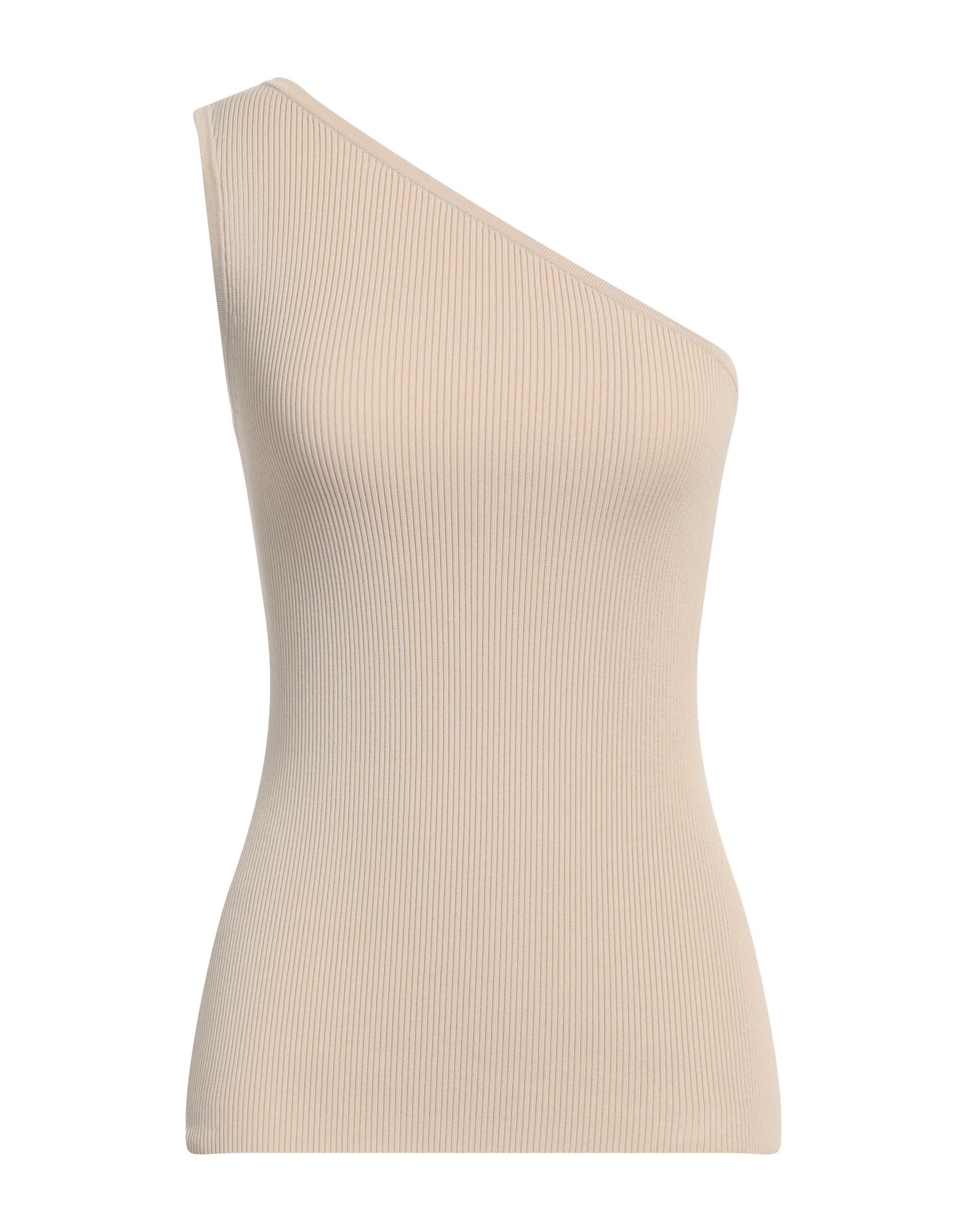 니트 소재, 라이트웨이트 니트, 장식 부착 없음, 솔리드 컬러, 원 숄더, 안감없음, 포켓 없음, 손세탁 또는 드라이클리닝, 표백 금지, 건조기 사용가능, 원숄더 탑. 이미지