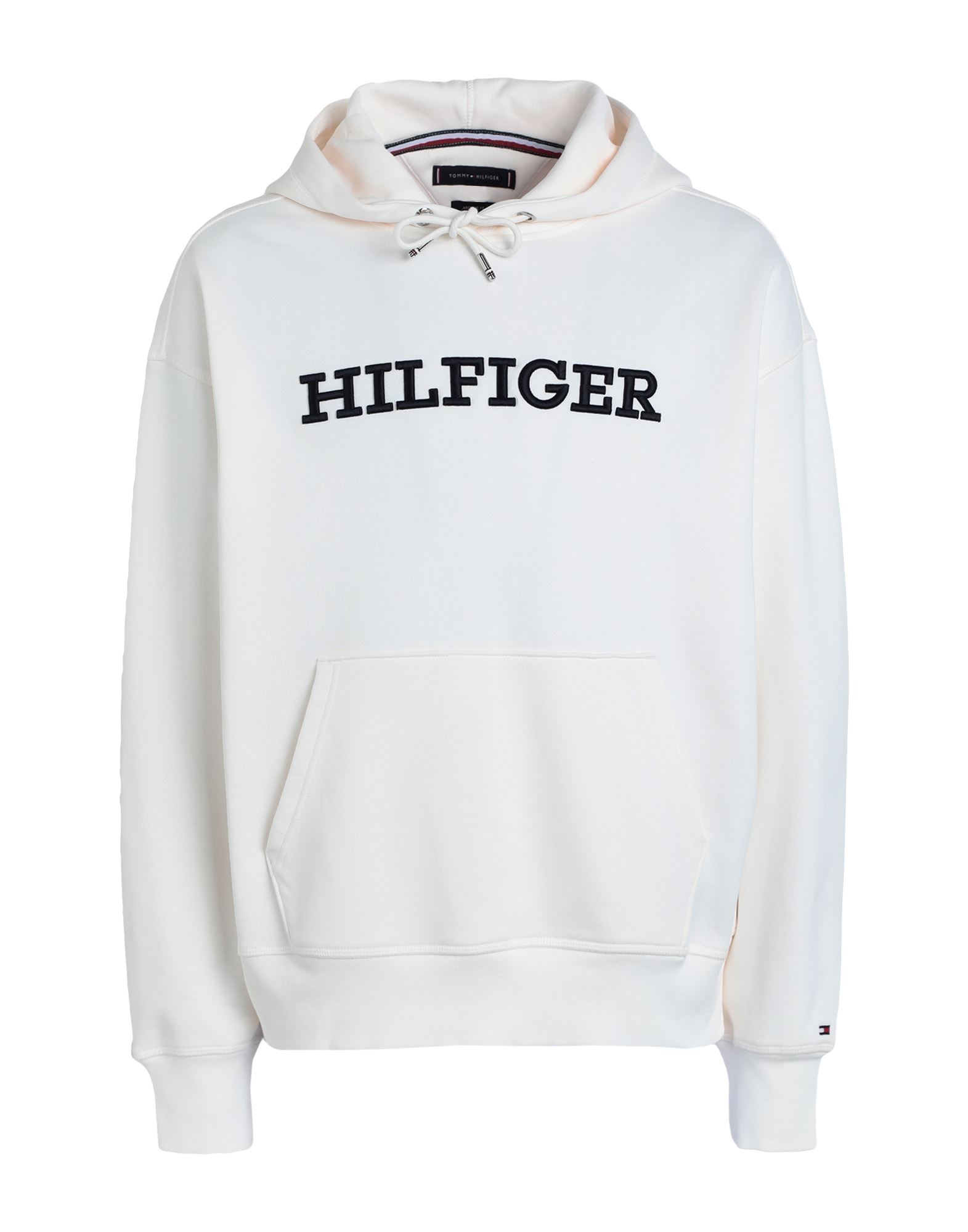 플리스, 장식 디테일 솔리드 컬러, 자수 로고 장식, 후드, 롱 슬리브, 캥거루 포켓, 세탁기로 세탁, 표백 금지, 건조기 사용가능. 이미지