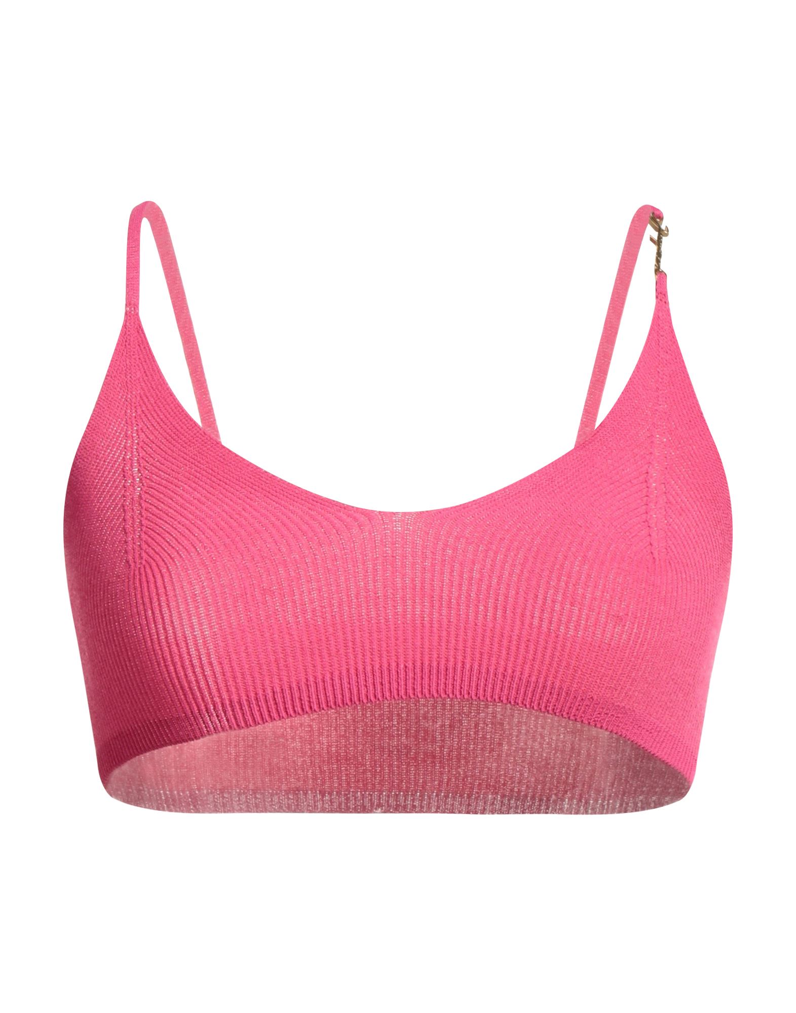 크롭 탑, 니트 소재, 라이트웨이트 니트, 솔리드 컬러, 브랜드 로고, 딥 네크라인, 슬리브리스. 이미지