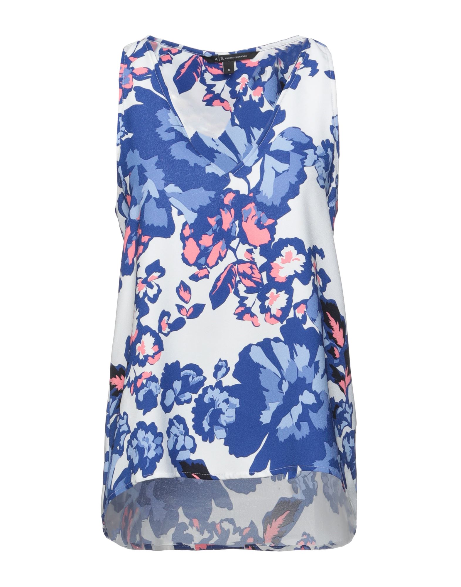 탑, 크레이프, 플로럴 모티브, 브랜드 로고, 딥 네크라인, 슬리브리스. 이미지