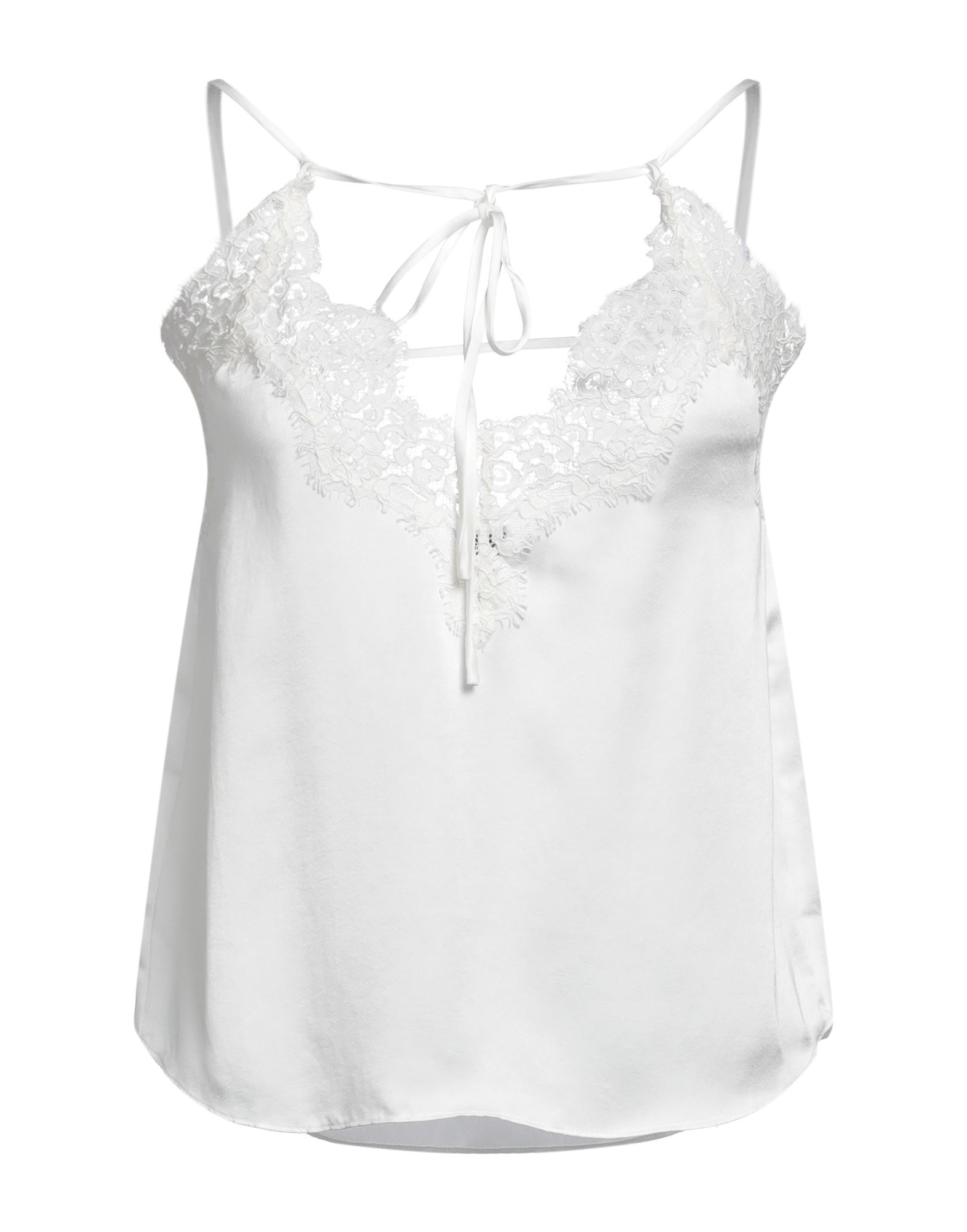 캐미솔, 새틴, 솔리드 컬러, 레이스 트리밍, 딥 네크라인, 슬리브리스, 손세탁 또는 드라이클리닝, 표백 금지, 건조기 사용불가. 이미지