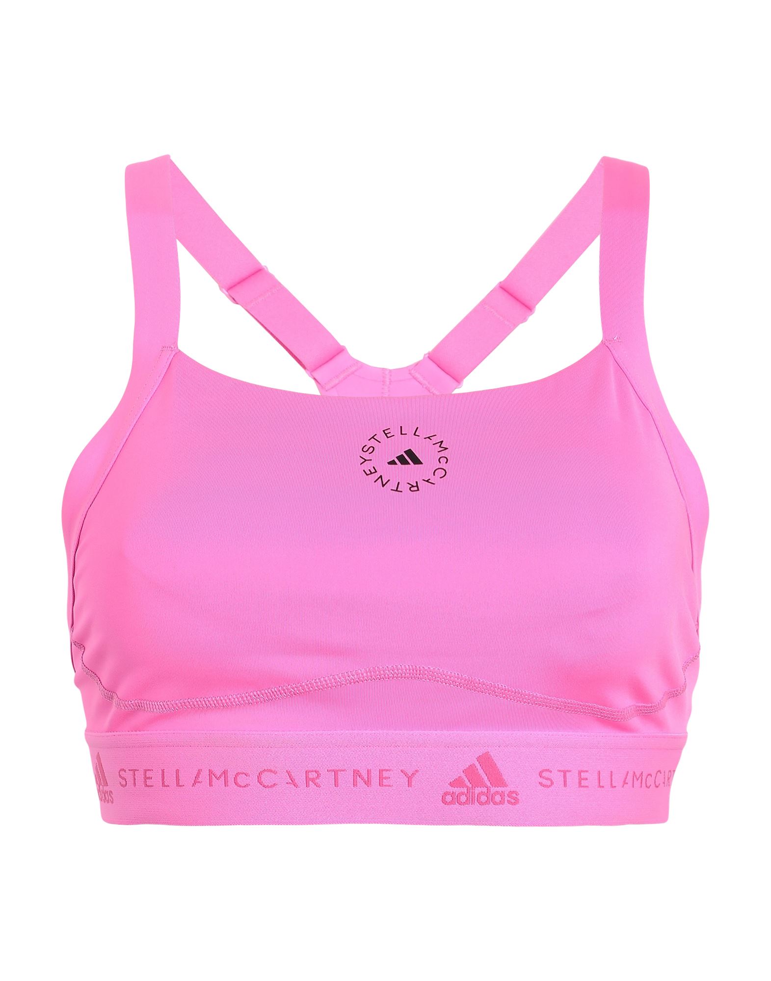 스포츠 탑, 합성 저지, 프린트 디테일 솔리드 컬러, 브랜드 로고, 컷아웃 효과, 와이드 네크라인, 슬리브리스, 패딩안감 분리가능 , 엘라스틱 헴라인, 스트레치. 이미지