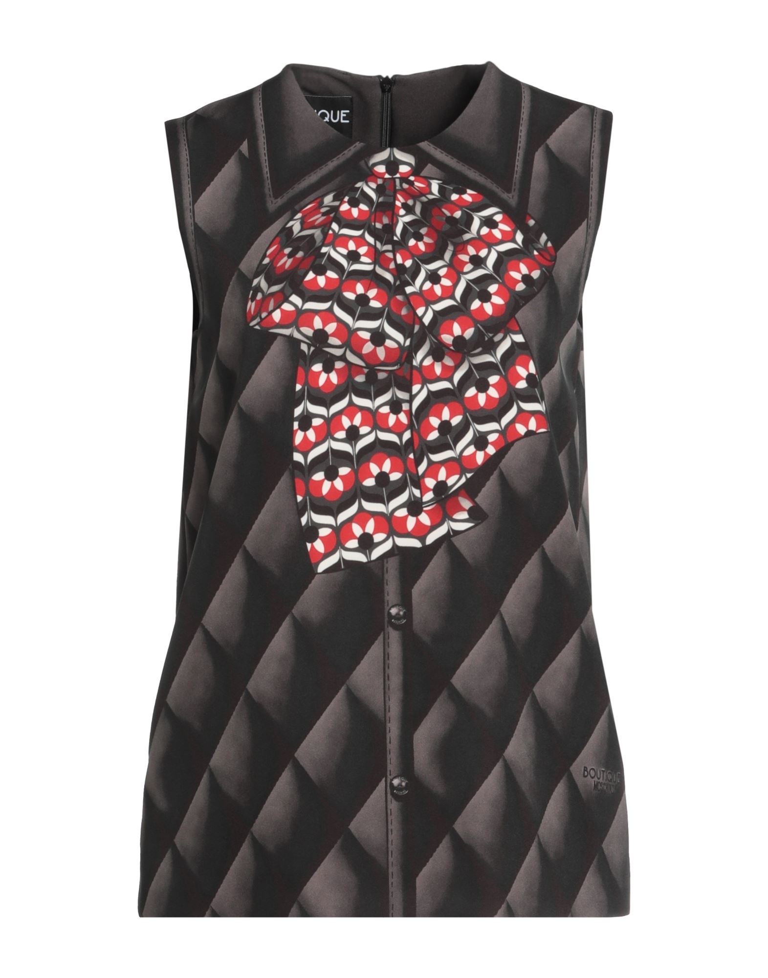 탑, 저지, 멀티컬러 패턴, 브랜드 로고, 크루넥, 슬리브리스, 안감있음, 지퍼 여밈, 스트레치. 이미지