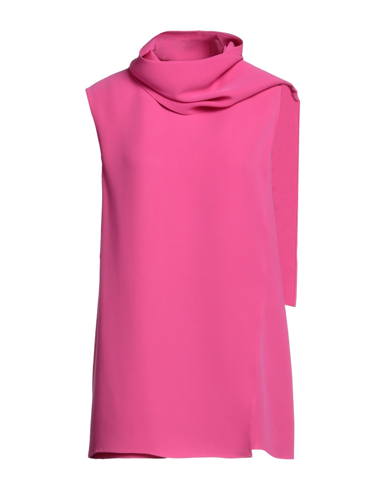 크레이프, 드레이프 네크라인, 솔리드 컬러, 슬리브리스. 이미지