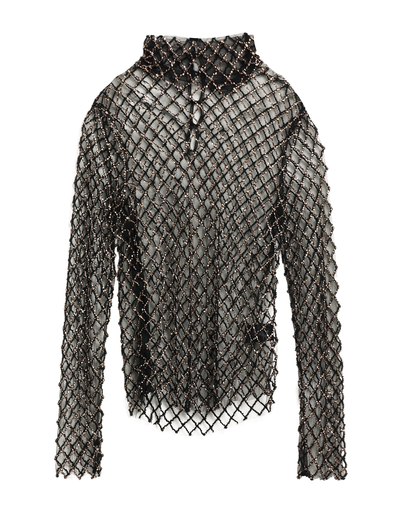 탑, 튤, 비즈, 크리스탈, 장식 디테일 솔리드 컬러, 터틀넥, 롱 슬리브, 지퍼 여밈, 버튼 여밈, 포켓 없음, 드라이클리닝, 표백 금지, 건조기 사용불가, 다림질 금지. 이미지