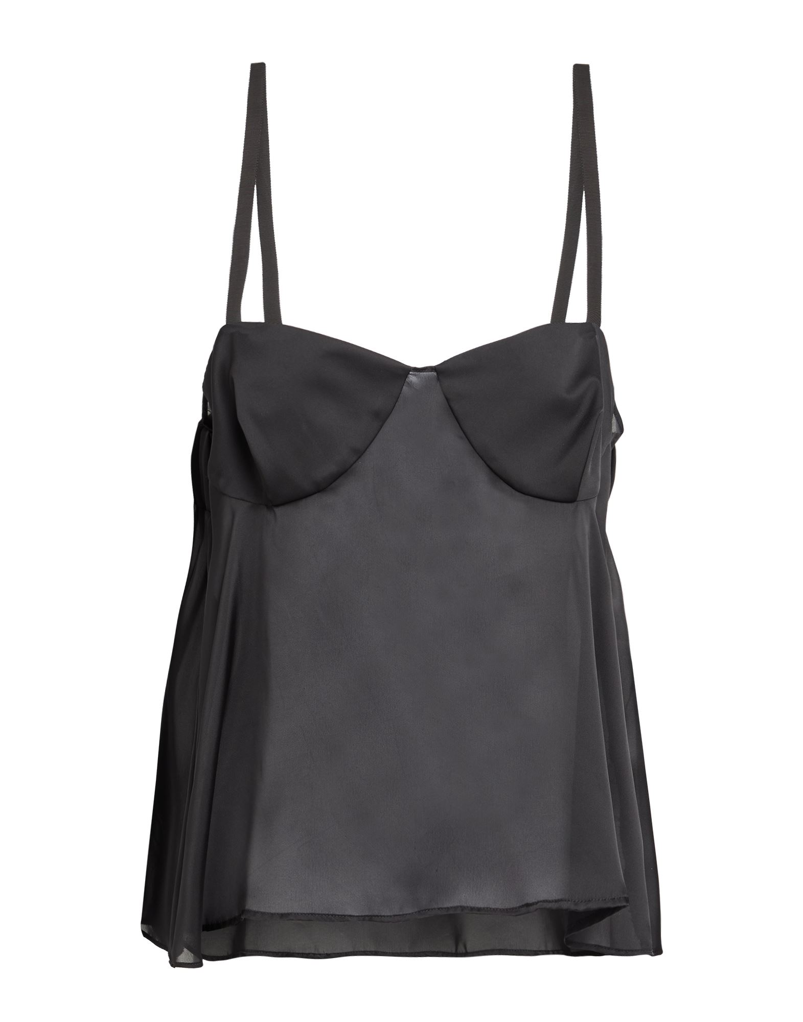 캐미솔, 그로그랭, 새틴, 솔리드 컬러, 장식 부착 없음, 딥 네크라인, 슬리브리스, 드라이클리닝, 표백 금지, 건조기 사용불가. 이미지