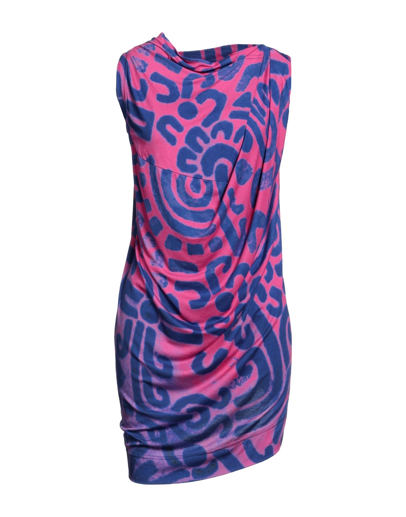 저지, 드레이프, 장식 부착 없음, 투톤 패턴, 크루넥, 슬리브리스, 포켓 없음, 스트레치, 탑. 이미지