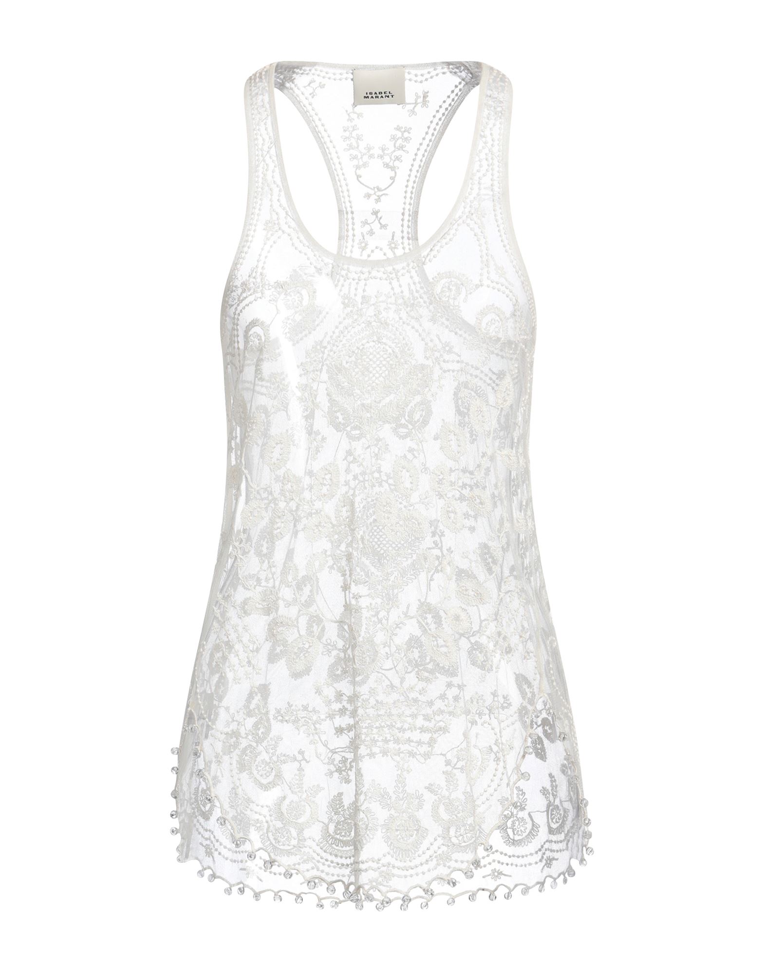 탑, 레이스, 비즈, 솔리드 컬러, 크루넥, 슬리브리스, 포켓 없음, 손세탁, 표백 금지, 건조기 사용불가. 이미지