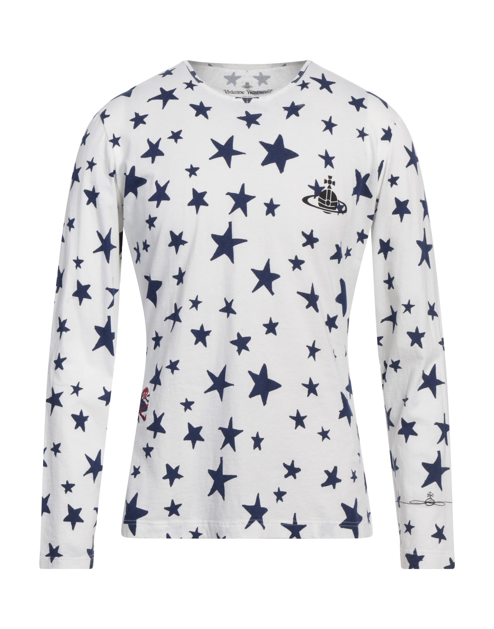 패턴 티셔츠, 저지, 투톤 패턴, 자수 로고 장식, 크루넥, 롱 슬리브, 손세탁, 표백 금지, 건조기 사용불가. 이미지