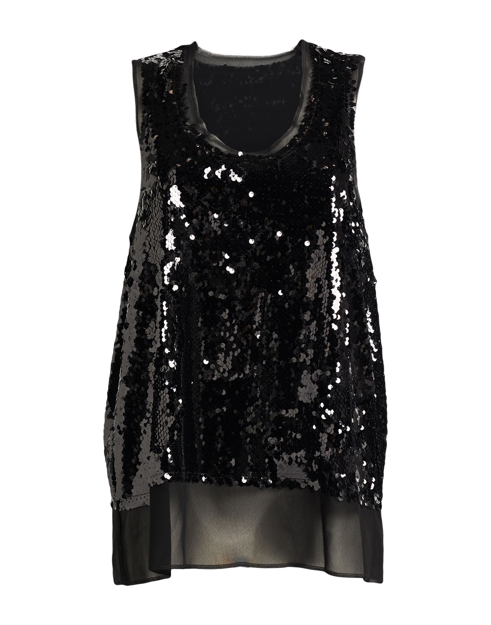 탑, 튤, 조젯, 장식 디테일 솔리드 컬러, 시퀸, 와이드 네크라인, 슬리브리스, 손세탁 또는 드라이클리닝, 표백 금지, 건조기 사용불가, 다림질 금지, 스타일과 우아함 그리고 화려함이 어우러진 멋진 파티 룩을 연출해줄 피스. 이미지