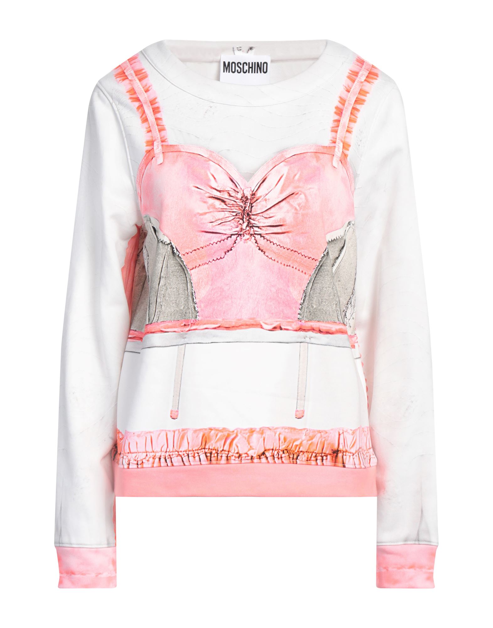 프렌치 테리, 멀티컬러 패턴, 브랜드 로고, 크루넥, 롱 슬리브, 포켓 없음. 이미지