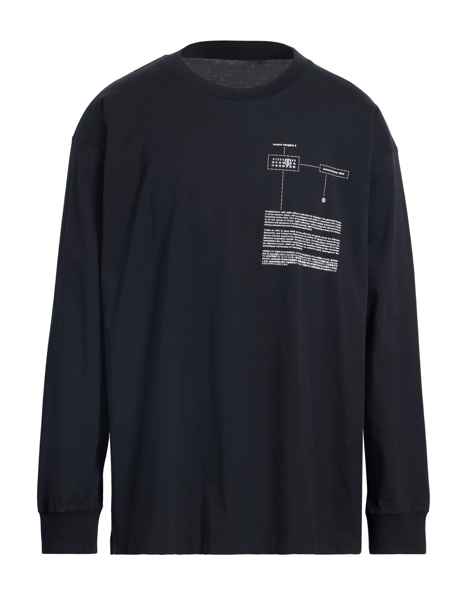 패턴 티셔츠, 저지, 프린트 디테일 솔리드 컬러, 브랜드 로고, 크루넥, 롱 슬리브, 세탁기로 세탁, 표백 금지, 건조기 사용불가. 이미지