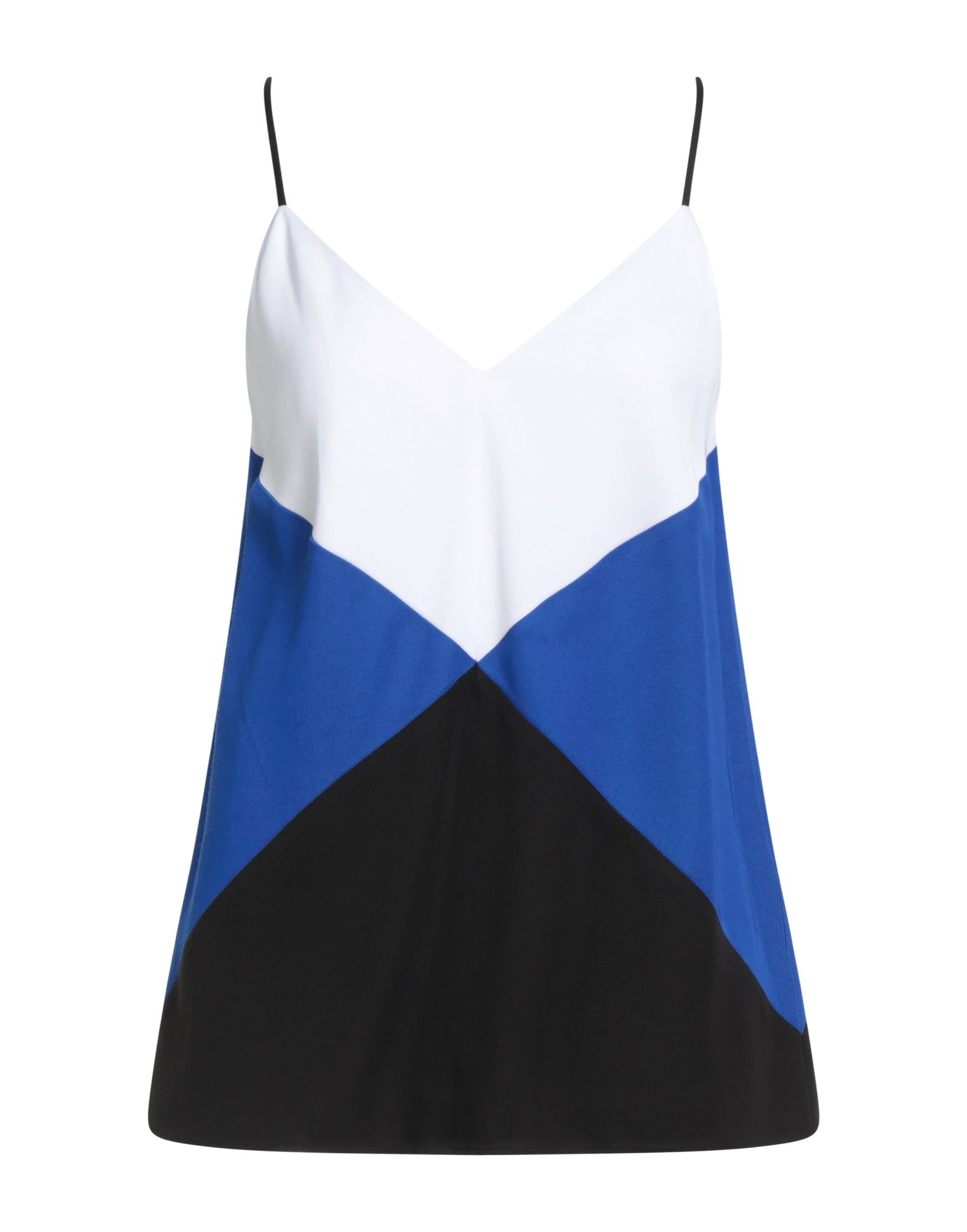 캐미솔, 트윌, 멀티컬러 패턴, 장식 부착 없음, 딥 네크라인, 슬리브리스, 세탁기 세탁 또는 드라이클리닝, 표백 금지, 건조기 사용불가. 이미지