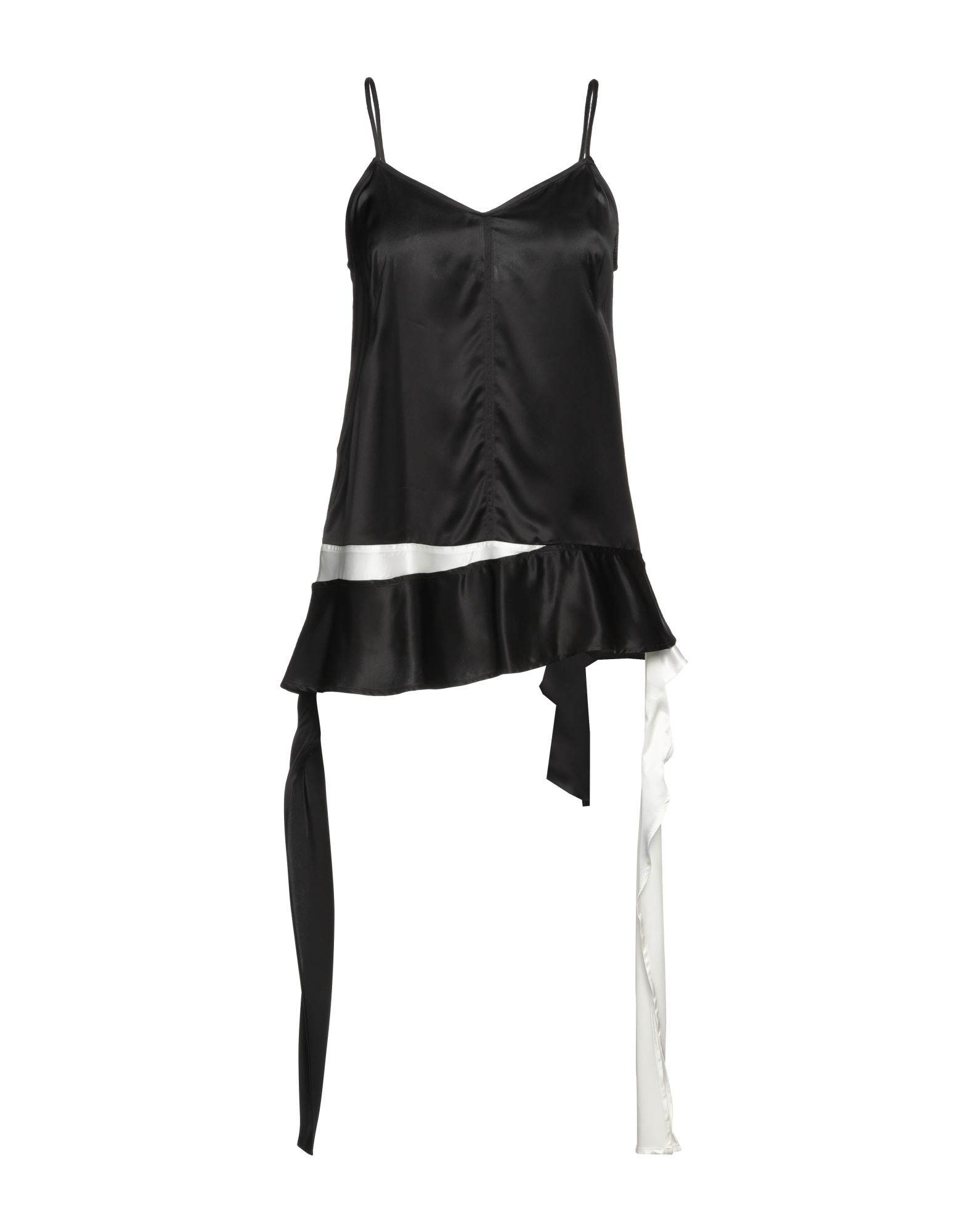 캐미솔, 새틴, 투톤 패턴, 장식 효과, 딥 네크라인, 슬리브리스, 이 브랜드는 사이즈가 작게 나옵니다. 이미지