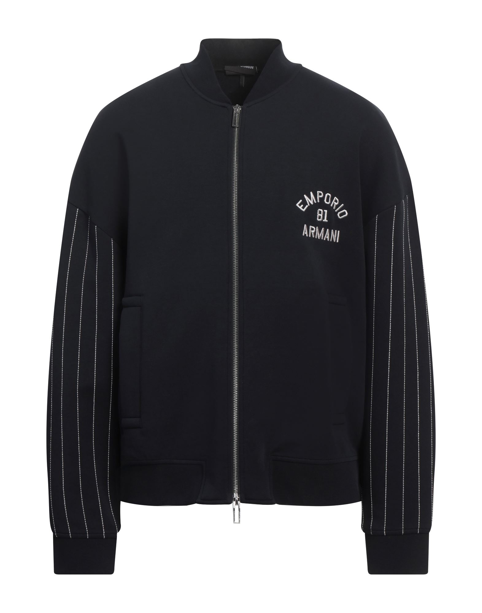 저지, 장식 디테일 솔리드 컬러, 자수 로고 장식, 파이핑 트림, 크루넥, 롱 슬리브, 지퍼 여밈, 멀티 포켓, 스트레치, 세탁기로 세탁, 표백 금지, 건조기 사용불가. 이미지