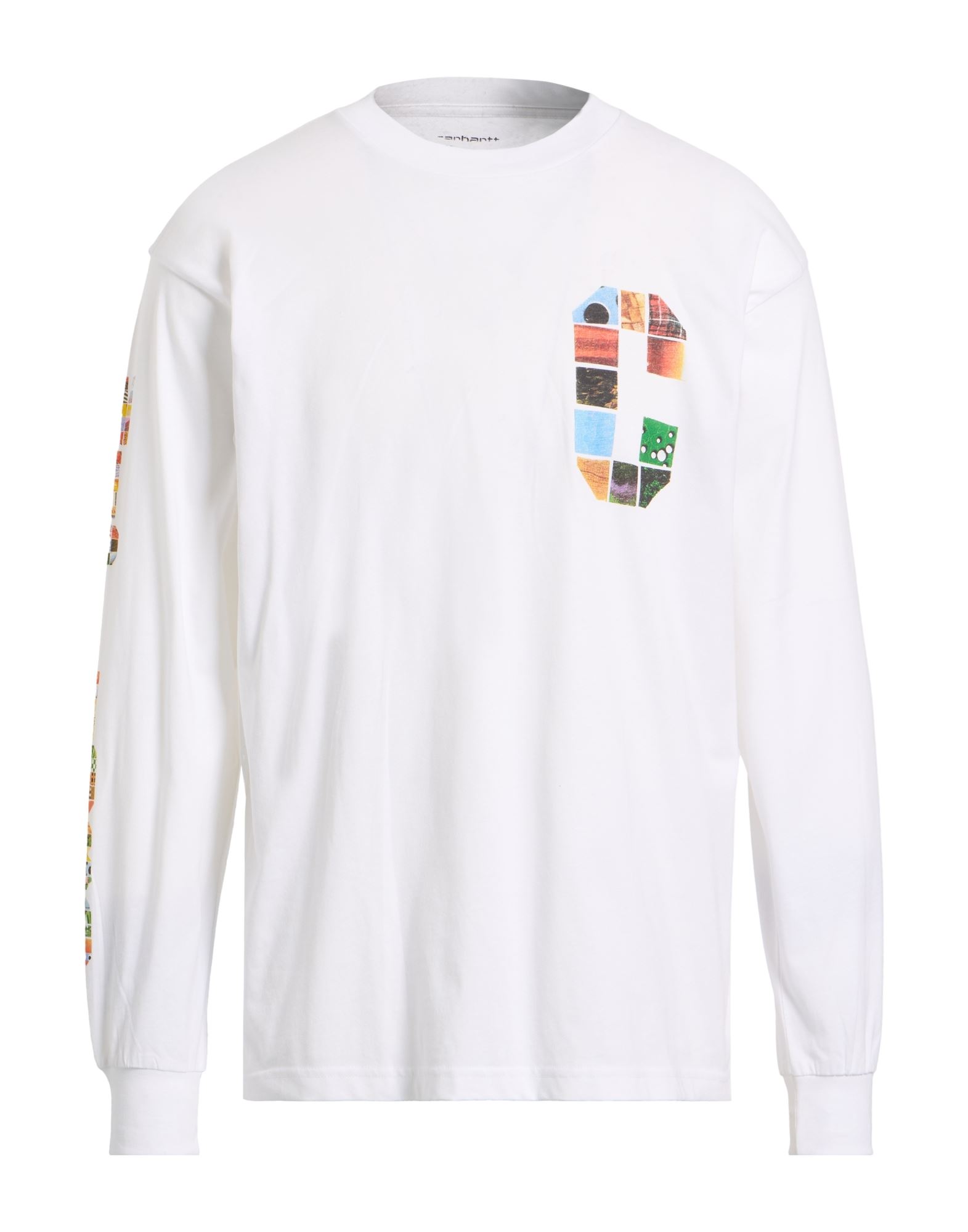 패턴 티셔츠, 저지, 프린트 디테일 솔리드 컬러, 브랜드 로고, 크루넥, 롱 슬리브, 세탁기로 세탁, 표백 금지, 건조기 사용불가. 이미지