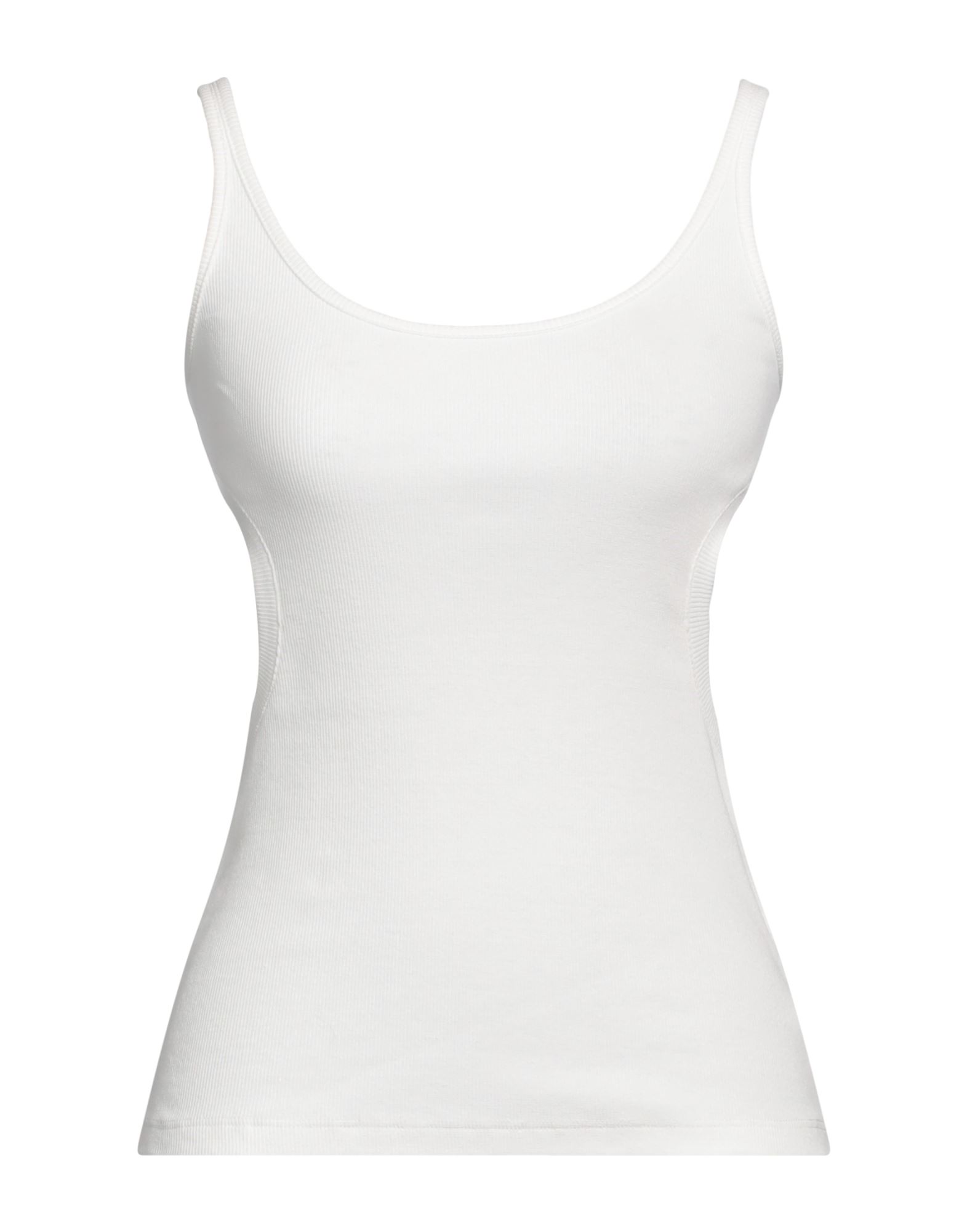 탑, 저지, 리브(rib) 조직, 솔리드 컬러, 컷아웃 효과, 와이드 네크라인, 슬리브리스, 스트레치, 세탁기로 세탁, 건조기 사용불가. 이미지