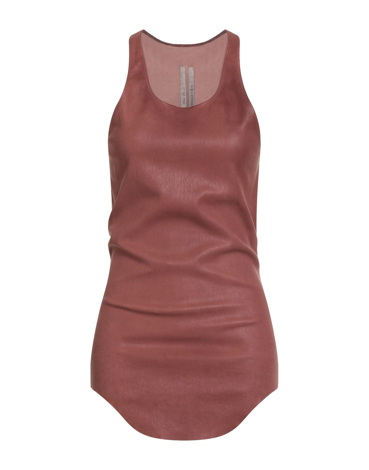 탑, 가죽, 솔리드 컬러, 장식 부착 없음, 크루넥, 슬리브리스, 동물성 비섬유 자재 함유, 전문 세탁 또는 드라이클리닝, 표백 금지, 건조기 사용불가, 이 브랜드는 사이즈가 작게 나옵니다. 이미지