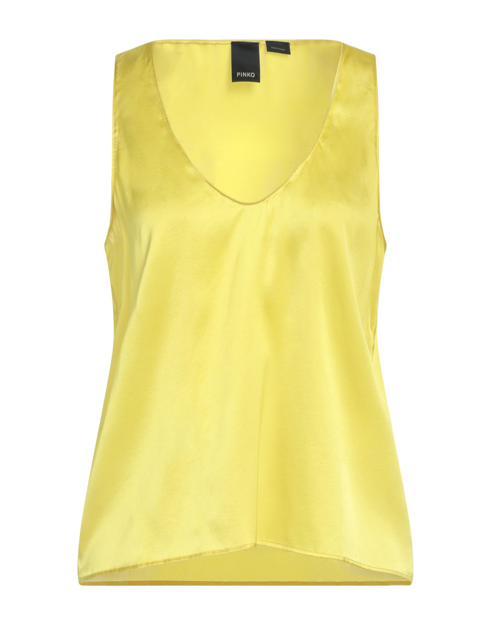 탑, 새틴, 솔리드 컬러, 장식 부착 없음, 와이드 네크라인, 슬리브리스, 스트레치, 손세탁 또는 드라이클리닝, 표백 금지, 건조기 사용불가. 이미지