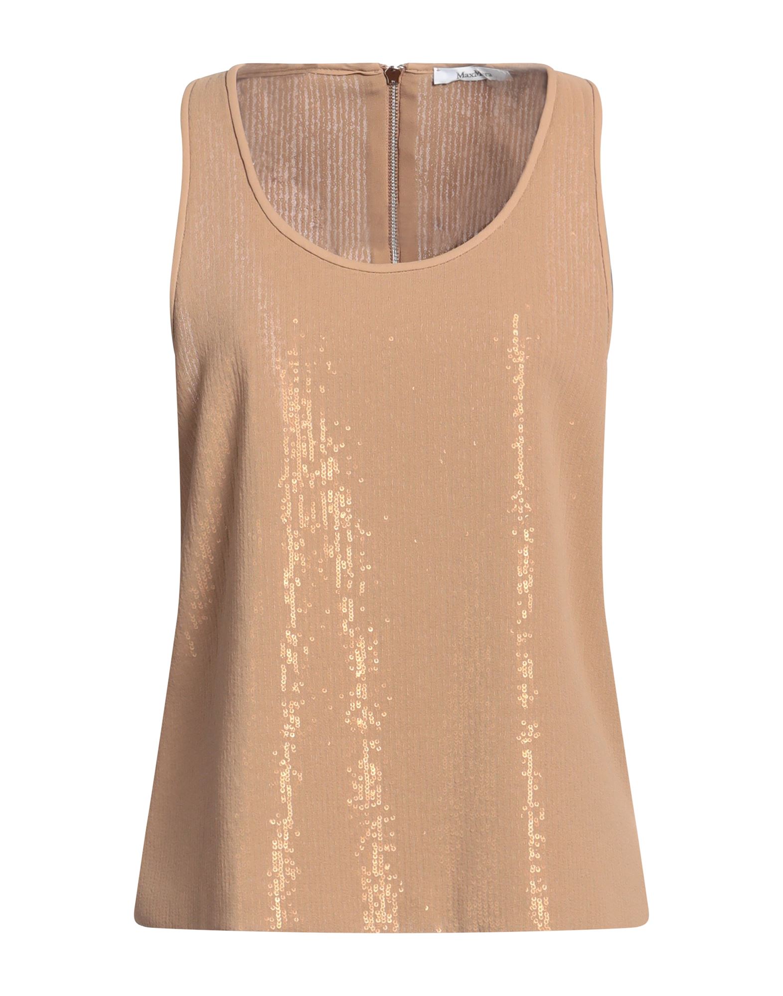 탑, 크레이프, 장식 디테일 솔리드 컬러, 시퀸, 크루넥, 슬리브리스, 지퍼 여밈, 손세탁, 표백 금지, 건조기 사용불가, 스타일과 우아함 그리고 화려함이 어우러진 멋진 파티 룩을 연출해줄 피스. 이미지