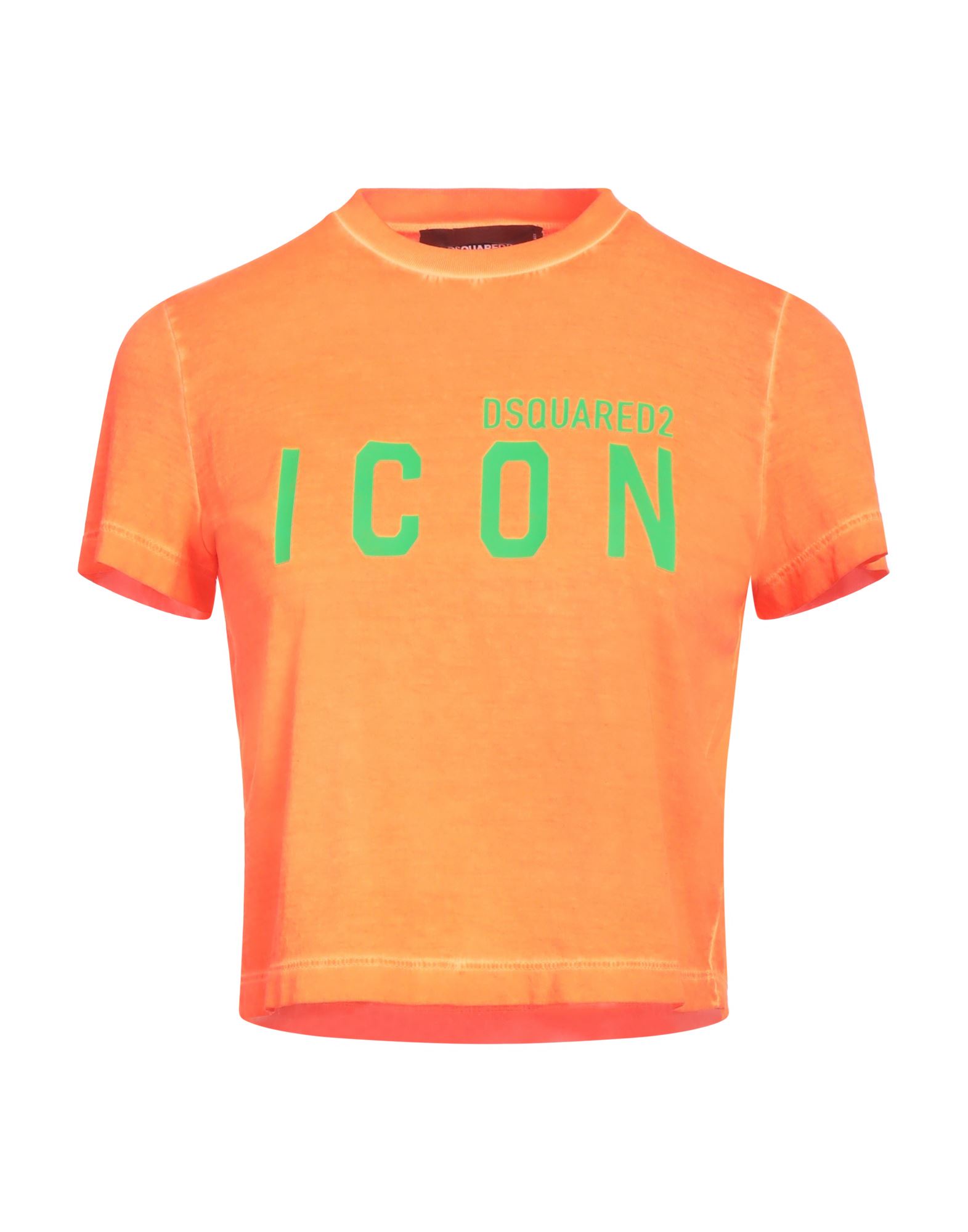 크롭 티, 저지, 네온 컬러, 프린트 디테일 솔리드 컬러, 브랜드 로고, 크루넥, 쇼트 슬리브, 세탁기 세탁 또는 드라이클리닝, 표백 금지, 건조기 사용불가. 이미지