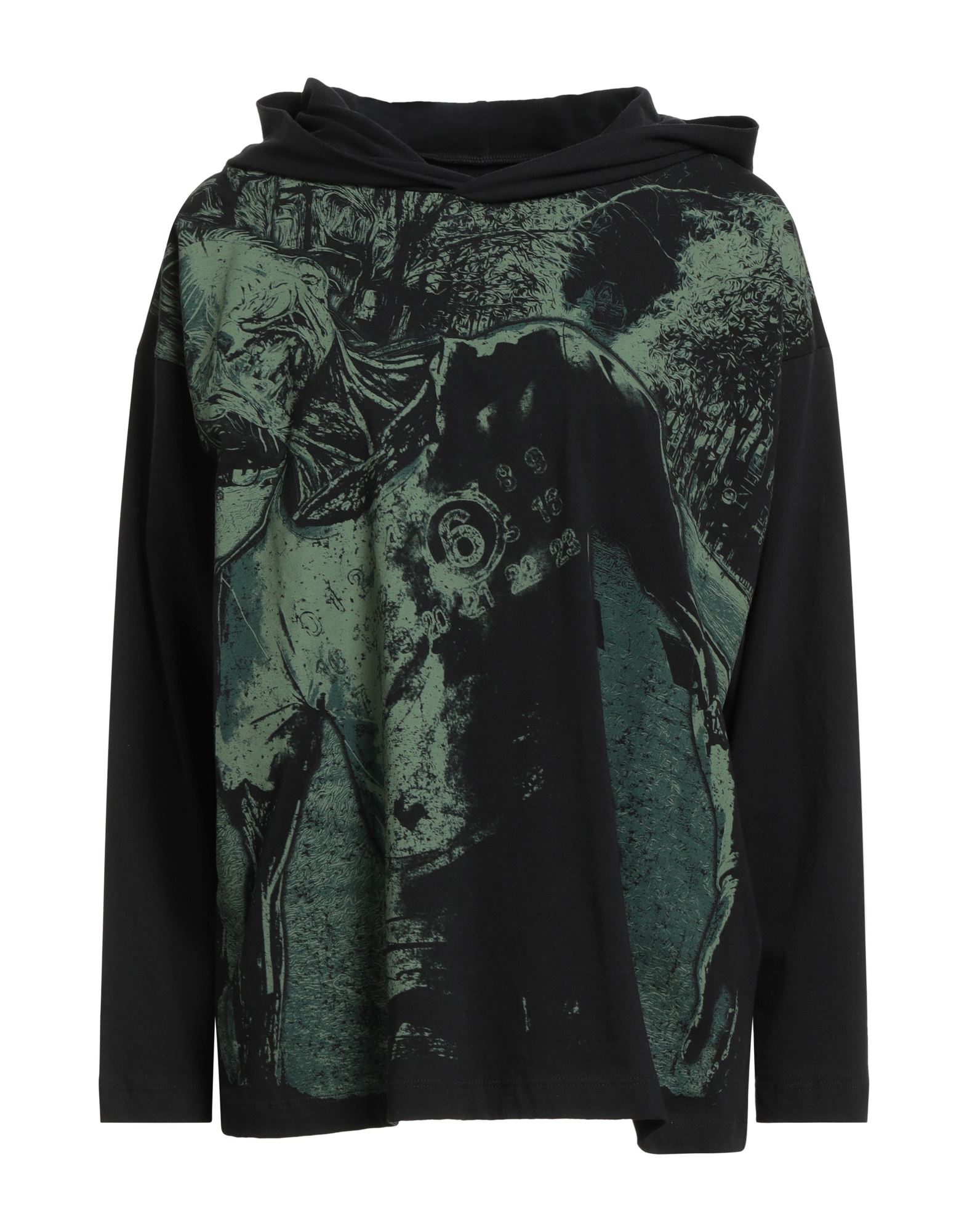 저지, 투톤 패턴, 브랜드 로고, 후드, 롱 슬리브, 세탁기로 세탁, 표백 금지, 건조기 사용불가. 이미지