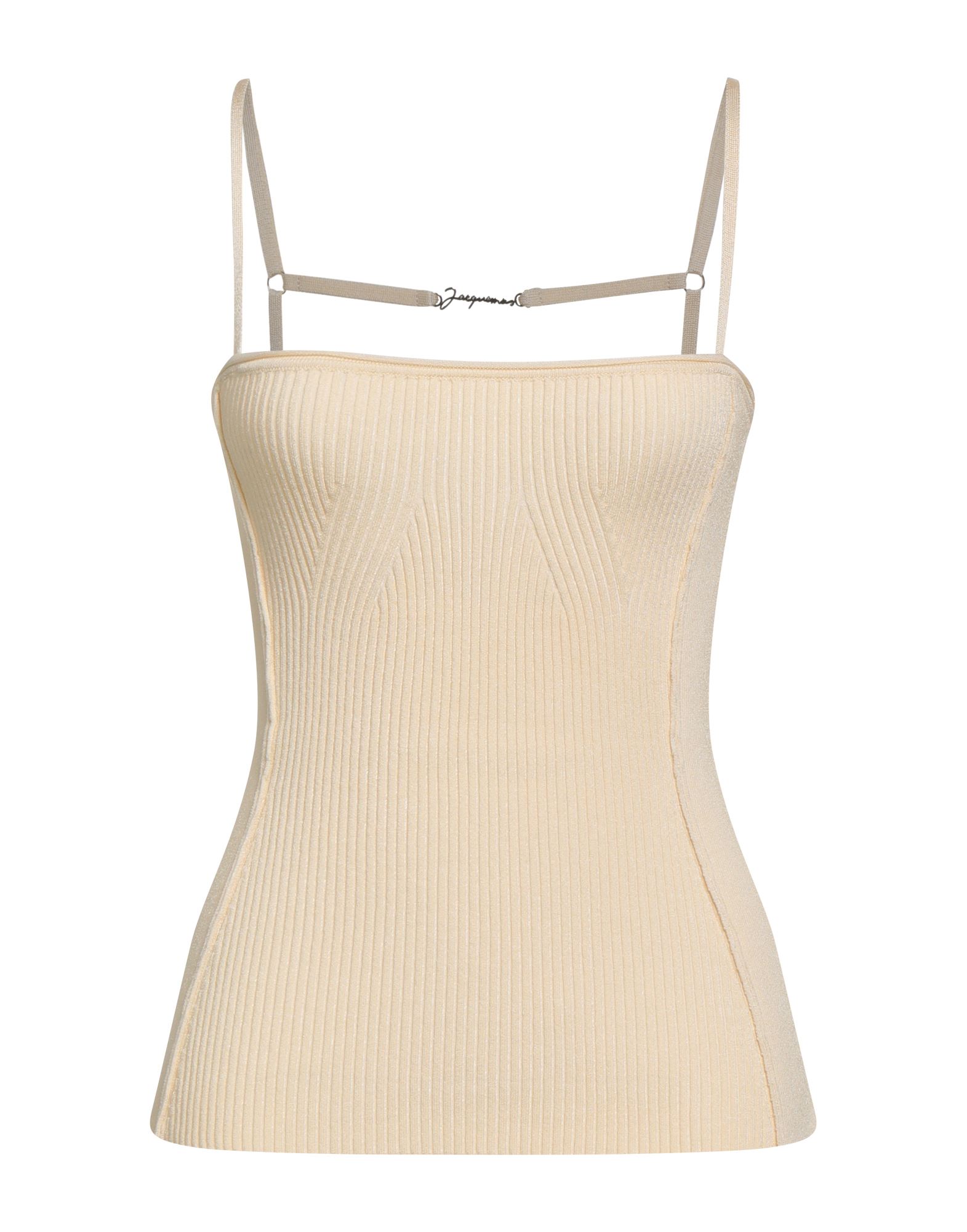 탑, 니트 소재, 리브(rib) 조직, 미디엄웨이트 니트, 장식 디테일 솔리드 컬러, 브랜드 로고, 스퀘어 네크라인, 슬리브리스, 스트레치, 손세탁 또는 드라이클리닝, 표백 금지, 건조기 사용불가. 이미지