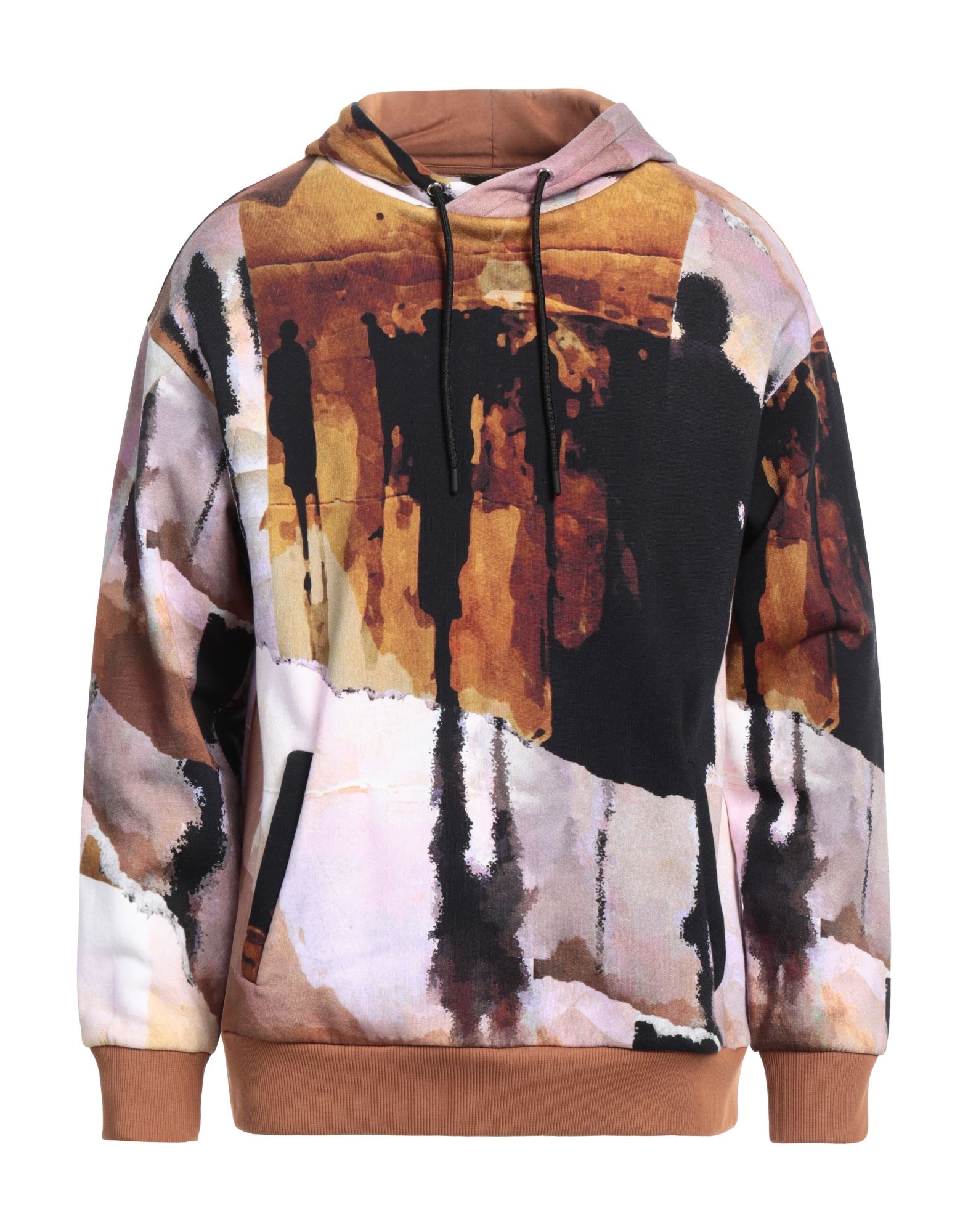 플리스, 멀티컬러 패턴, 장식 부착 없음, 후드, 롱 슬리브, 웰트 포켓. 이미지