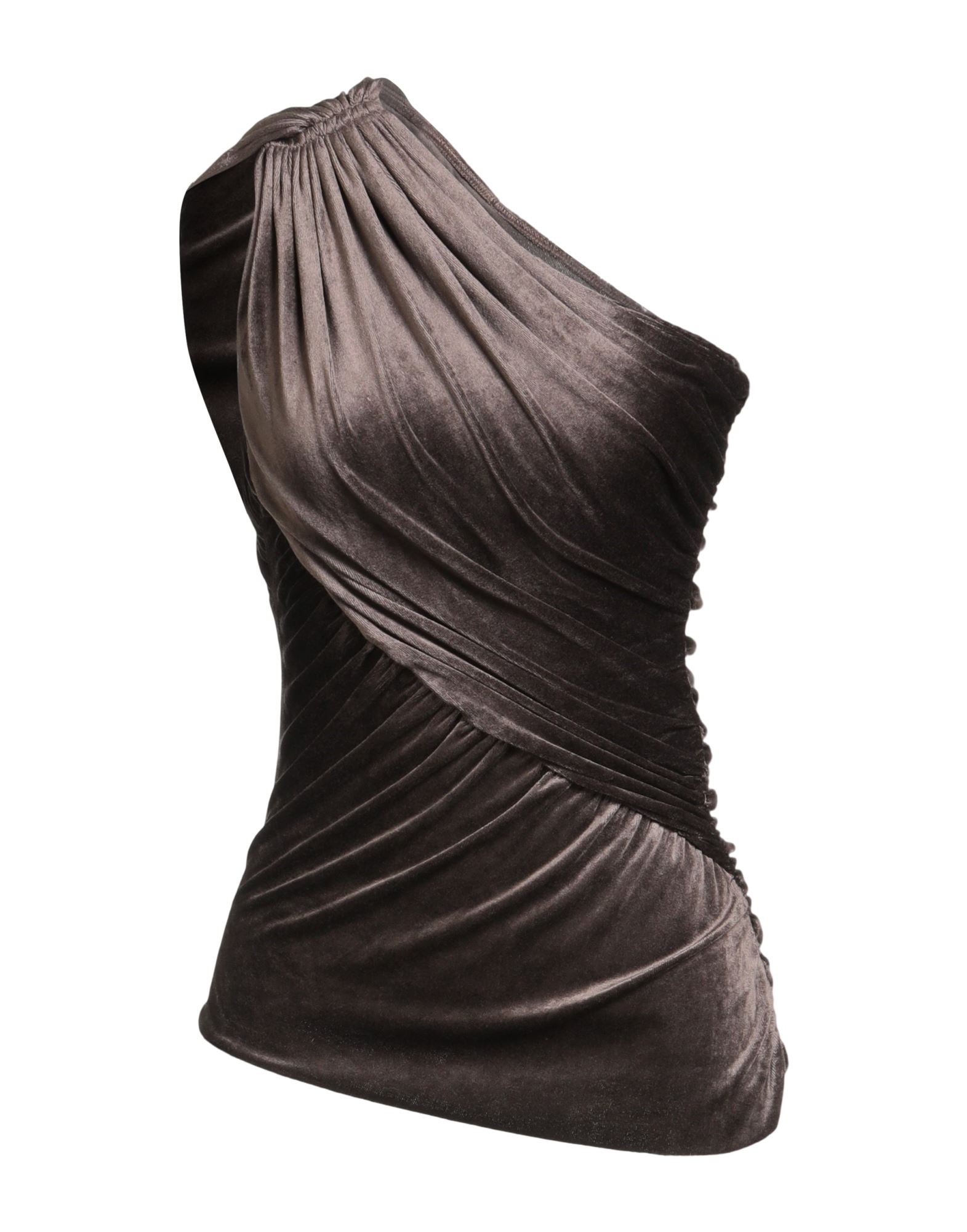 원숄더 탑, 셔닐, 솔리드 컬러, 개더 디테일, 스트레치, 손세탁 또는 드라이클리닝, 표백 금지, 건조기 사용불가, 스타일과 우아함 그리고 화려함이 어우러진 멋진 파티 룩을 연출해줄 피스. 이미지