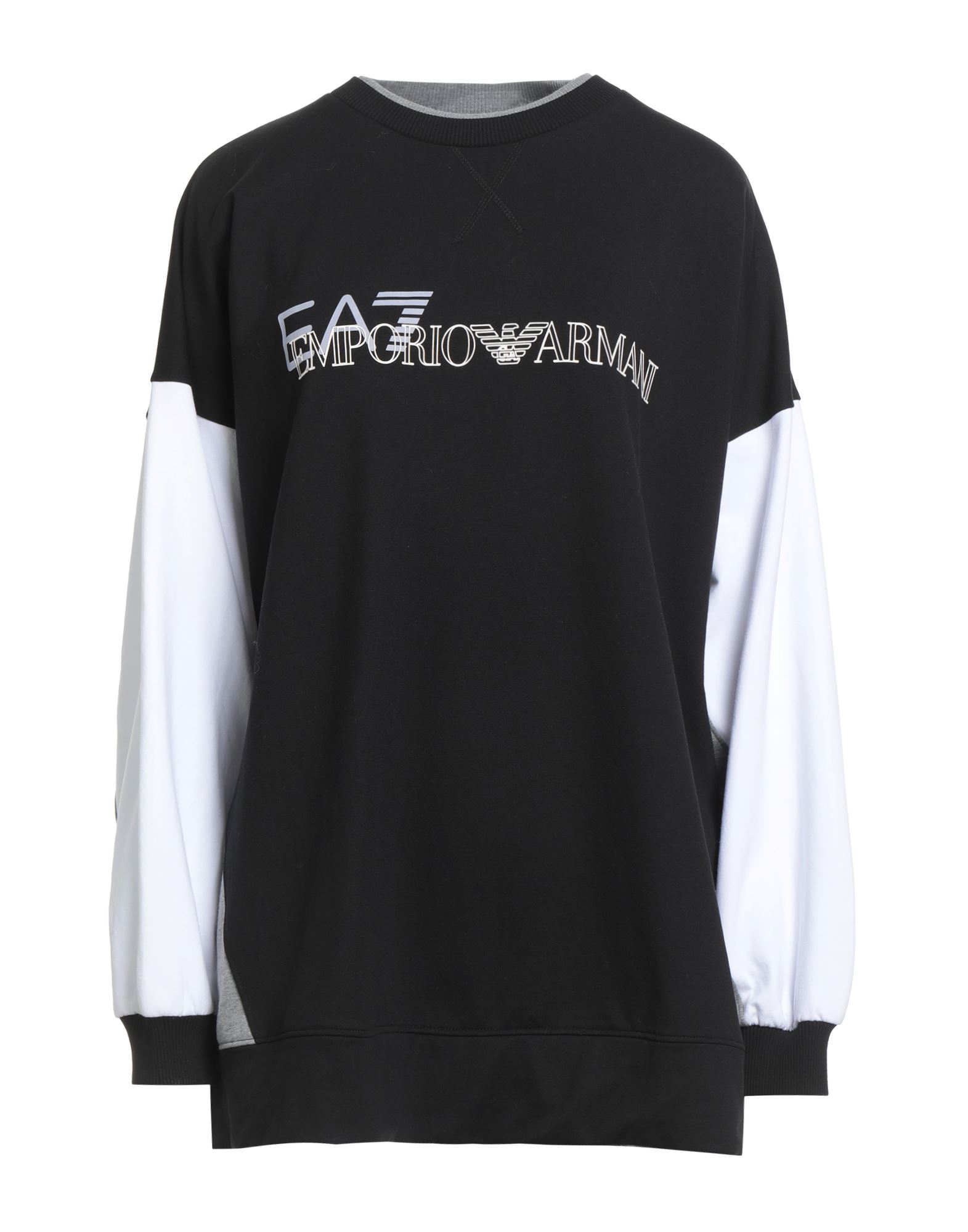 프렌치 테리, 멀티컬러 패턴, 브랜드 로고, 크루넥, 롱 슬리브, 스트레치, 세탁기로 세탁, 표백 금지, 건조기 사용불가. 이미지