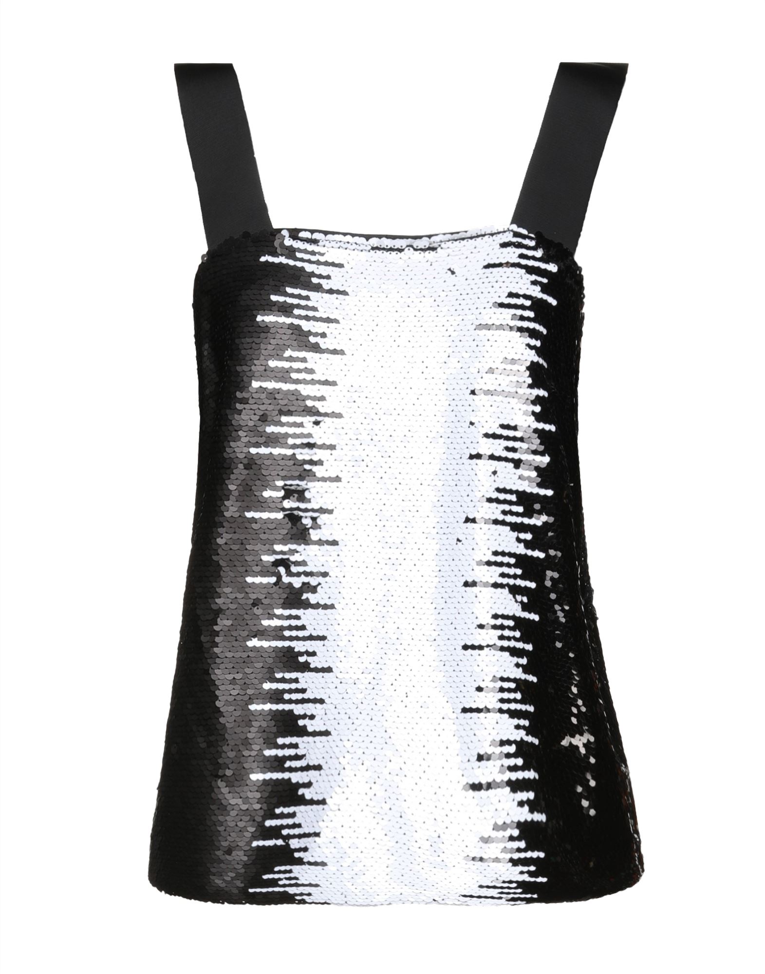 탑, 튤, 투톤 패턴, 시퀸, 크루넥, 슬리브리스. 이미지