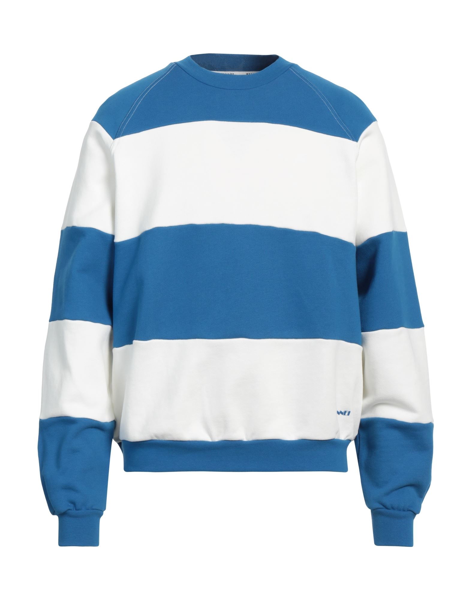 프렌치 테리, 스트라이프, 장식 부착 없음, 크루넥, 롱 슬리브, 포켓 없음. 이미지