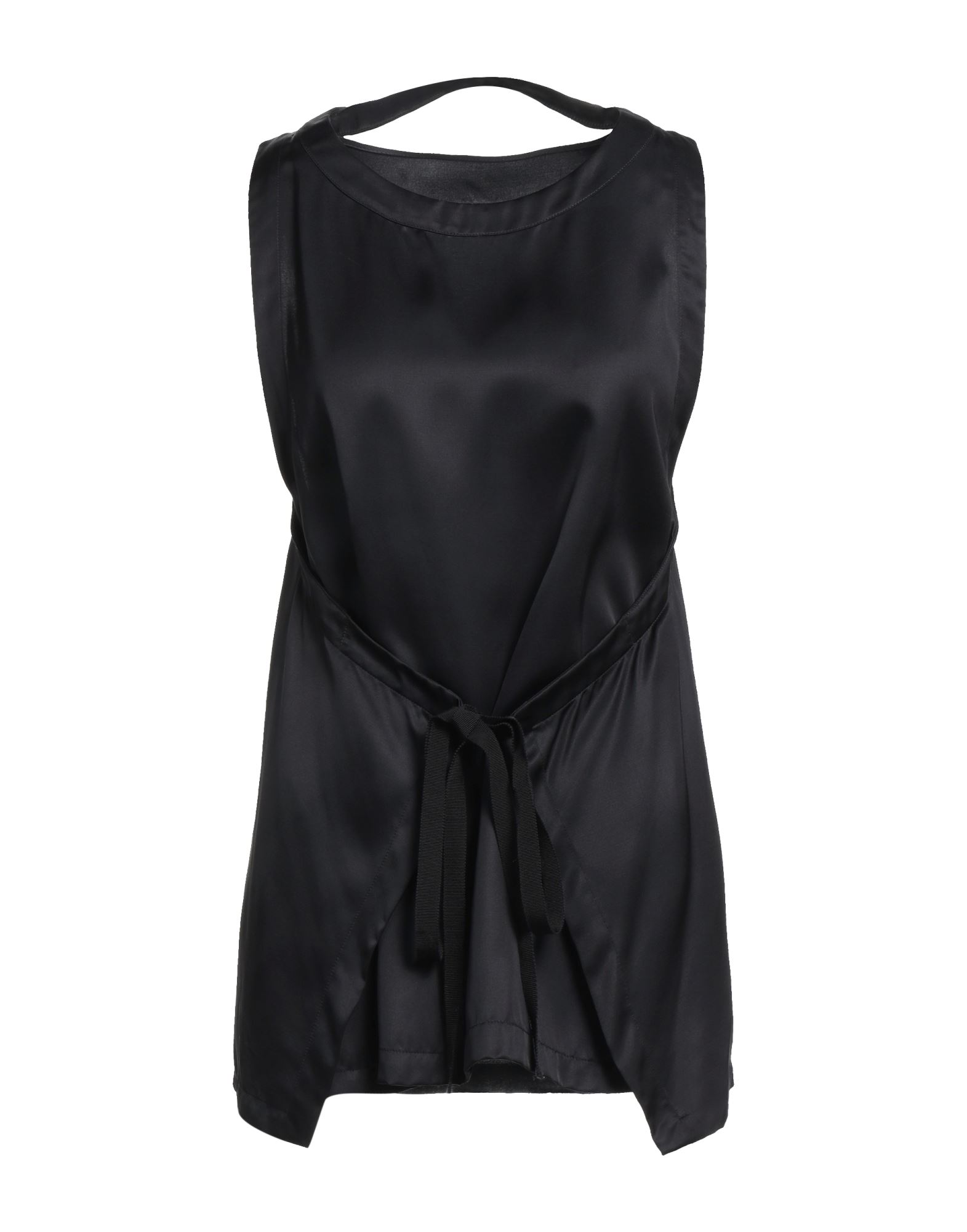 새틴, 장식 부착 없음, 솔리드 컬러, 라운드 네크라인, 슬리브리스, 포켓 없음. 이미지