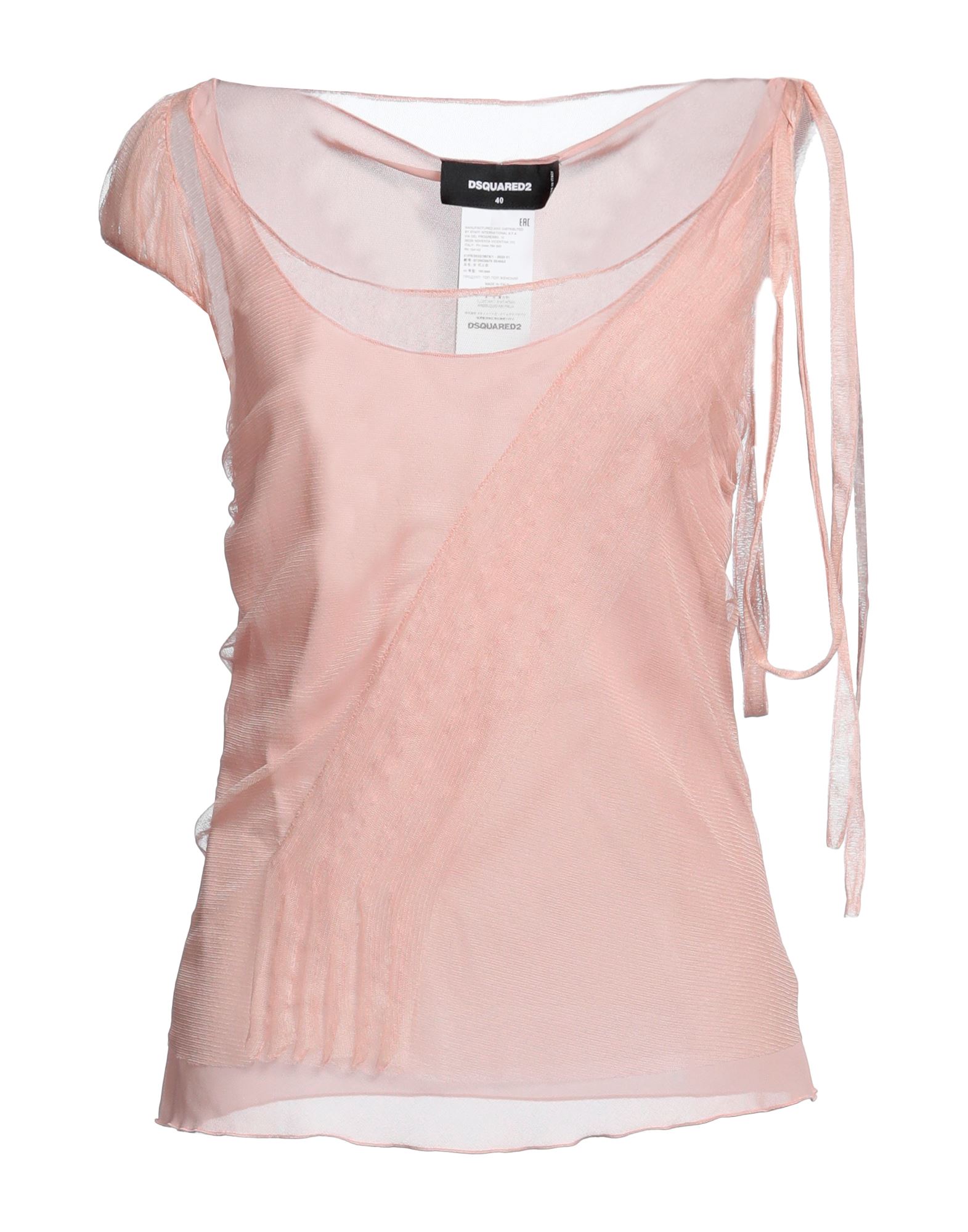 탑, 튤, 솔리드 컬러, 장식 부착 없음, 크루넥, 슬리브리스, 안감있음. 이미지